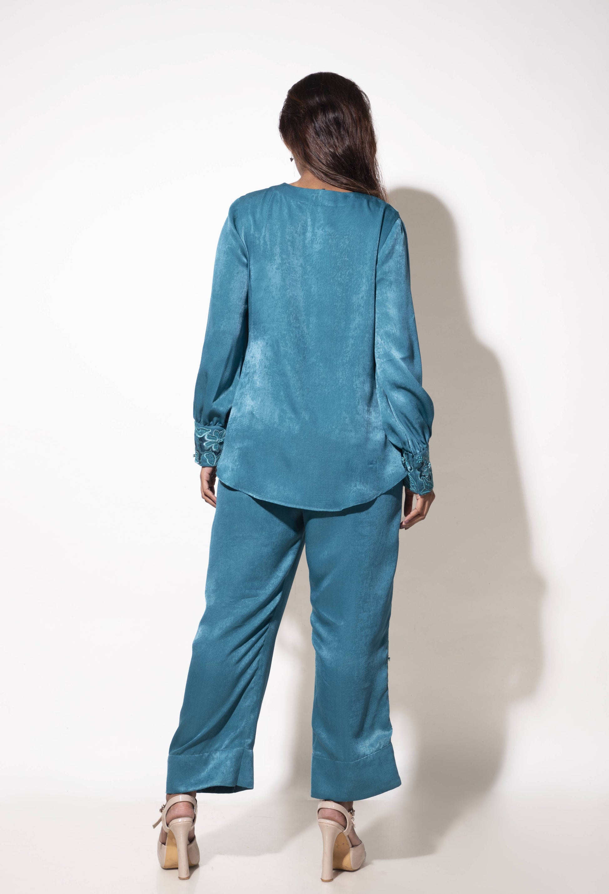 Diagonal Placket with Collar Flap Detail Co-ord Set - Arimi - House Of Design