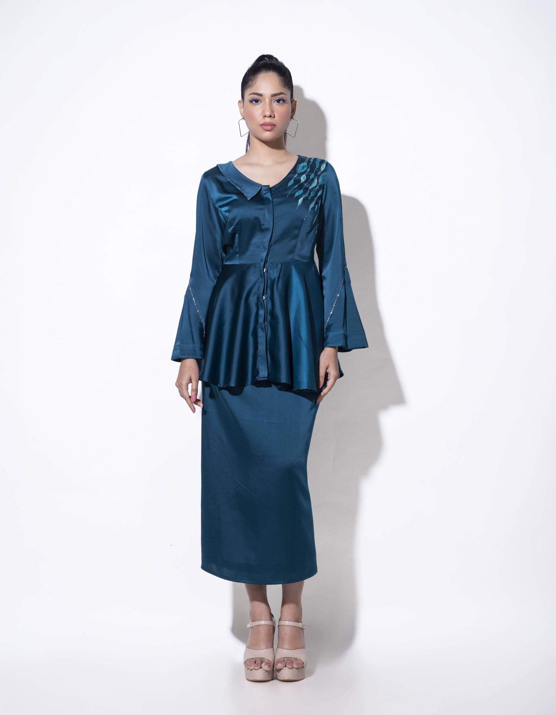 Asymmetric Collar Co-ord  (with fitted skirt) - Arimi - House Of Design