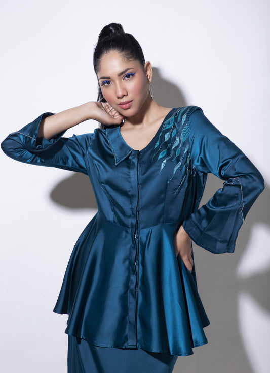 Asymmetric Collar Co-ord  (with fitted skirt) - Arimi - House Of Design