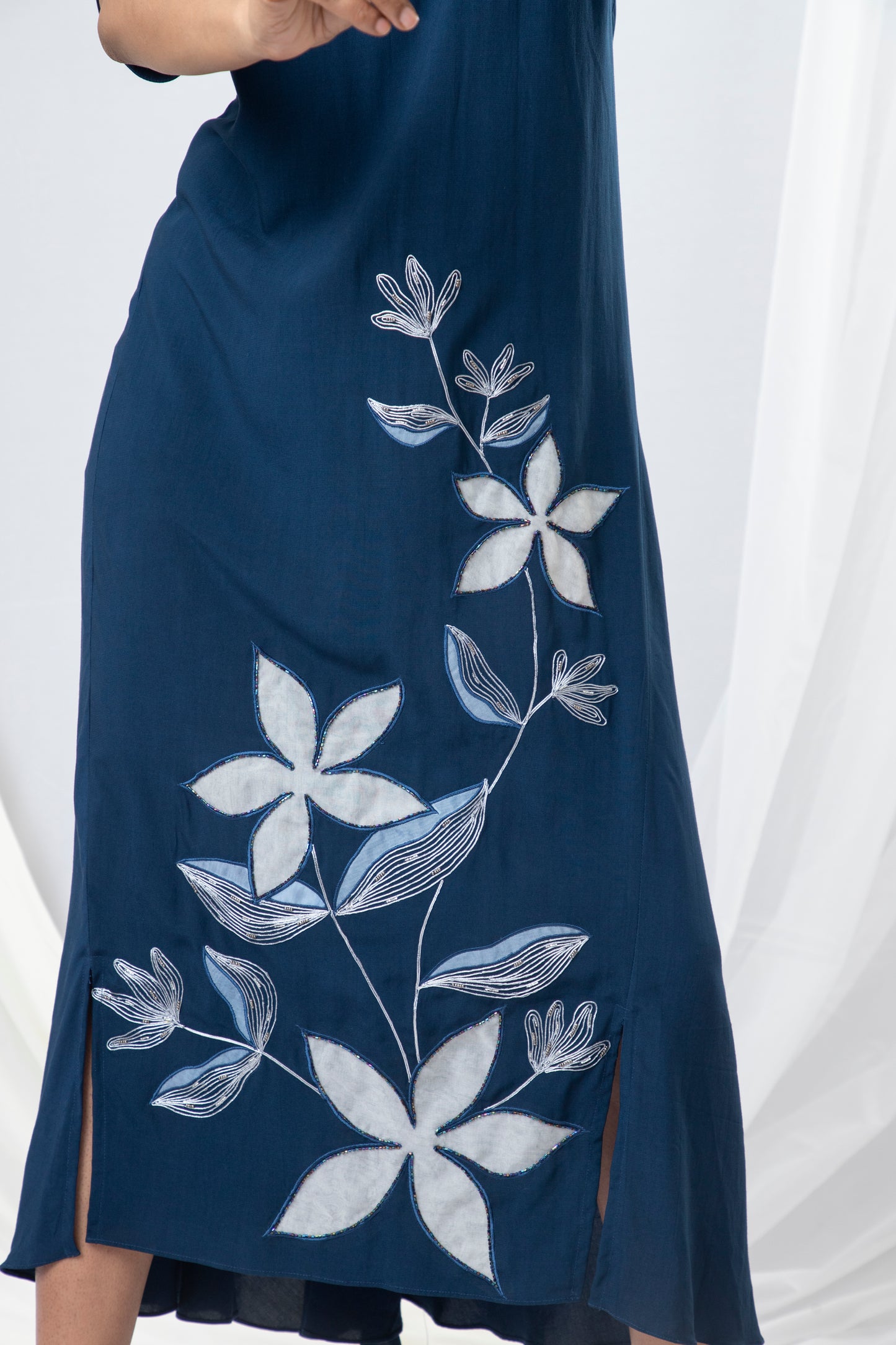 Floral Embroidered Trapeze Dress - Arimi - House Of Design