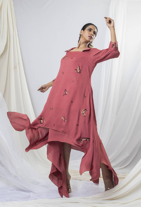 Catwalk Side Bias Bi-Layered  Dress - Arimi - House Of Design