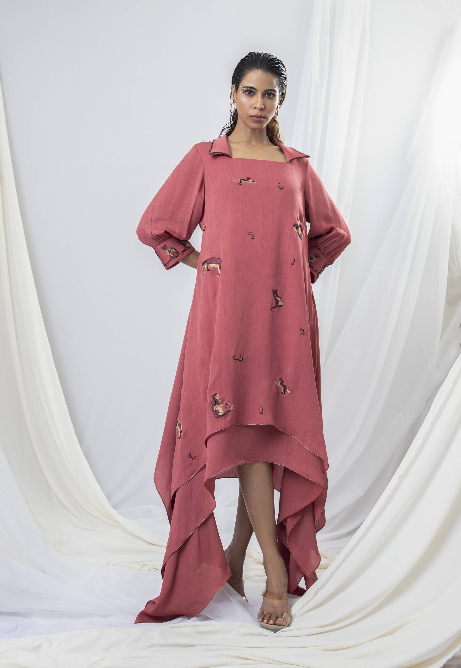 Catwalk Side Bias Bi-Layered  Dress - Arimi - House Of Design