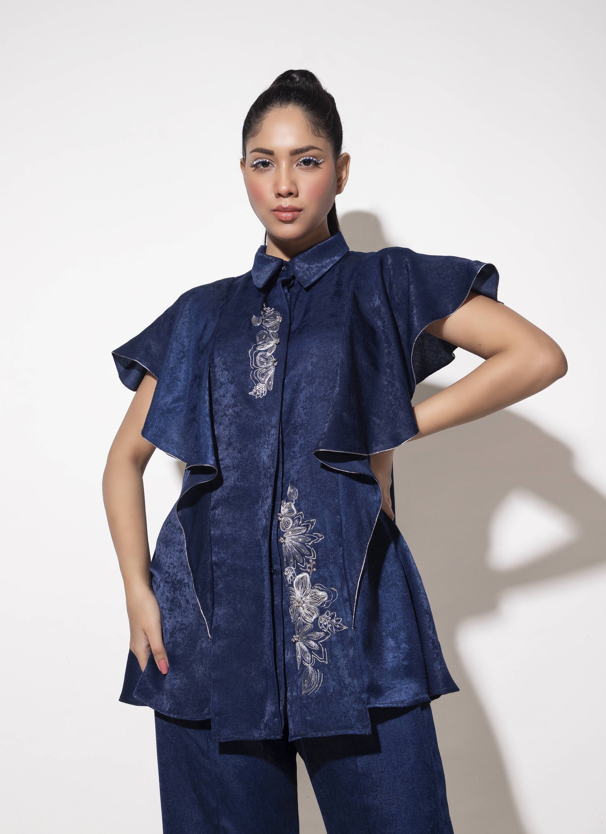 Princess Panel Shirt with Cascade Sleeve Detail - Arimi - House Of Design