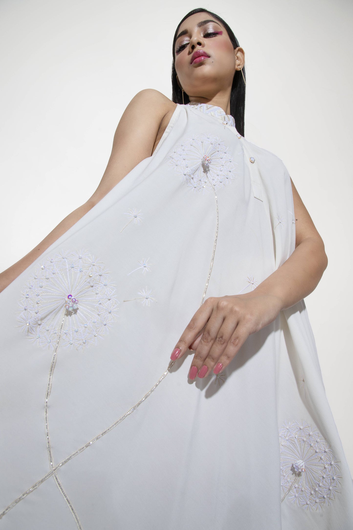 Halter neck Dandelion Detail Dress - Arimi - House Of Design