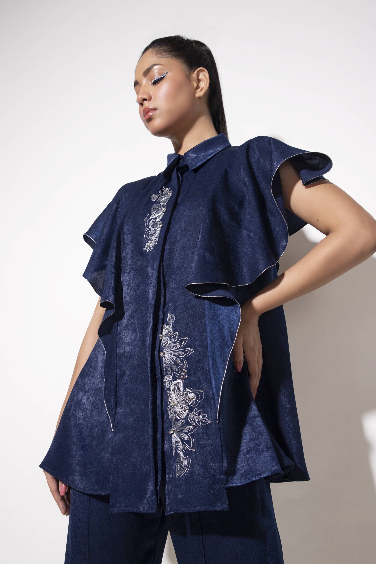 Princess Panel Shirt with Cascade Sleeve Detail - Arimi - House Of Design