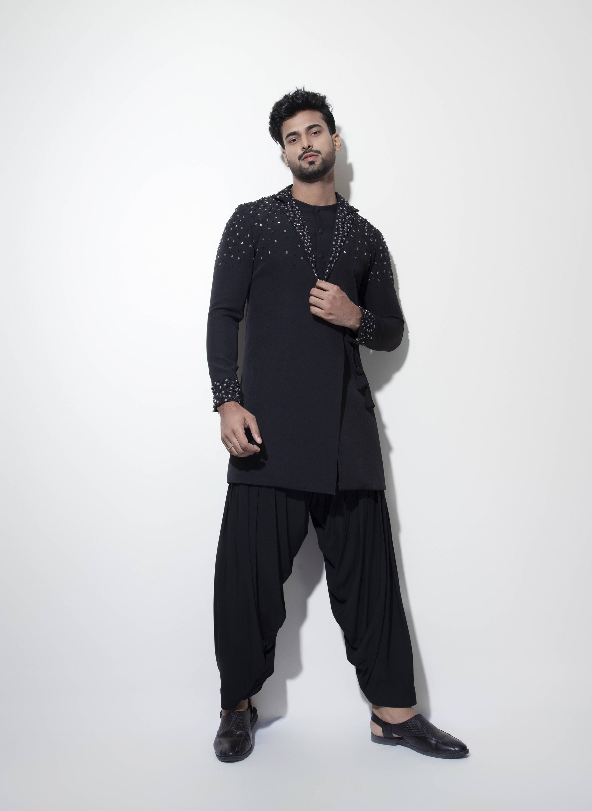 Chita Embroidered Mock Layer Tie-up Kurta - Arimi - House Of Design