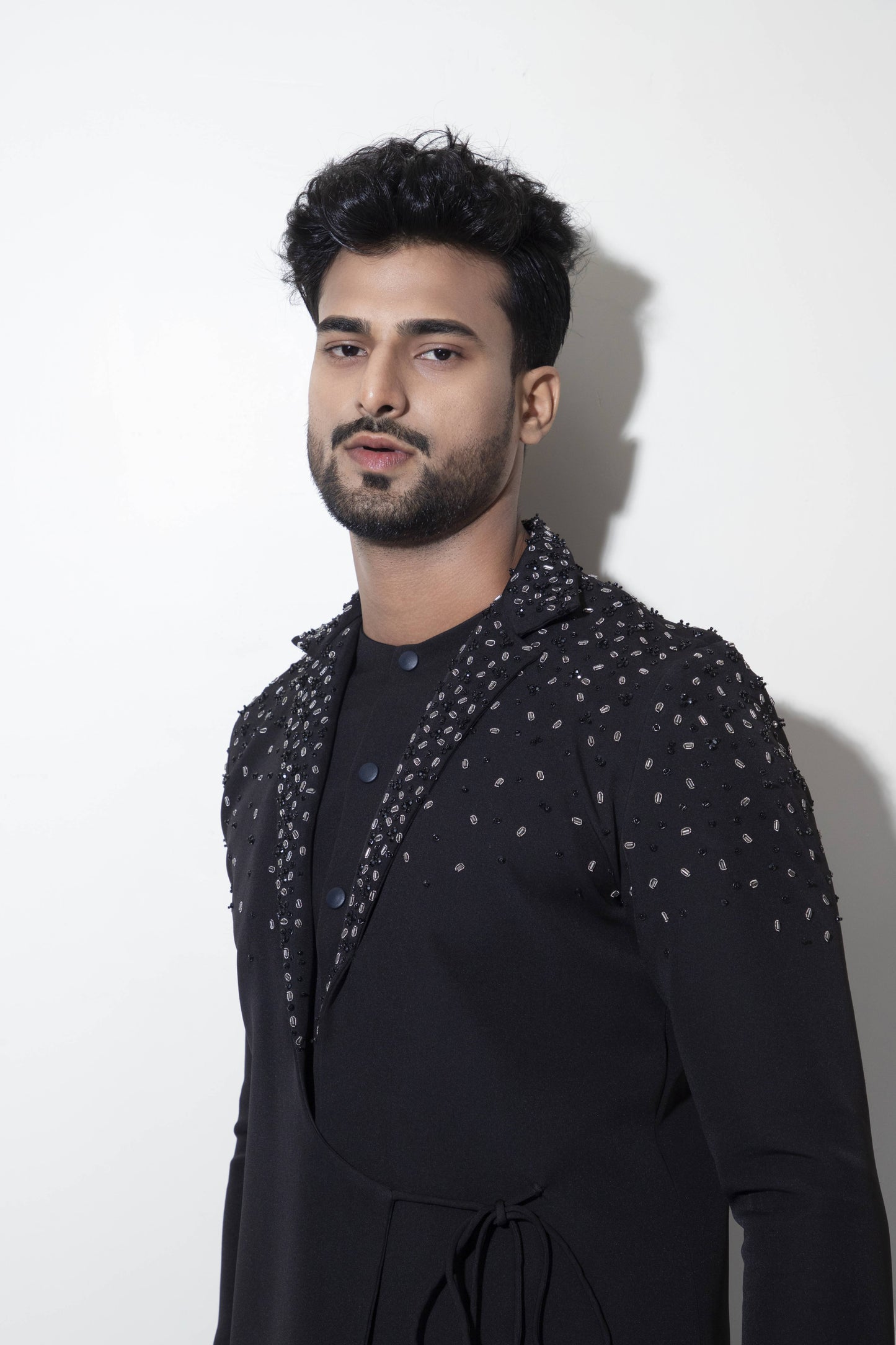 Chita Embroidered Mock Layer Tie-up Kurta - Arimi - House Of Design