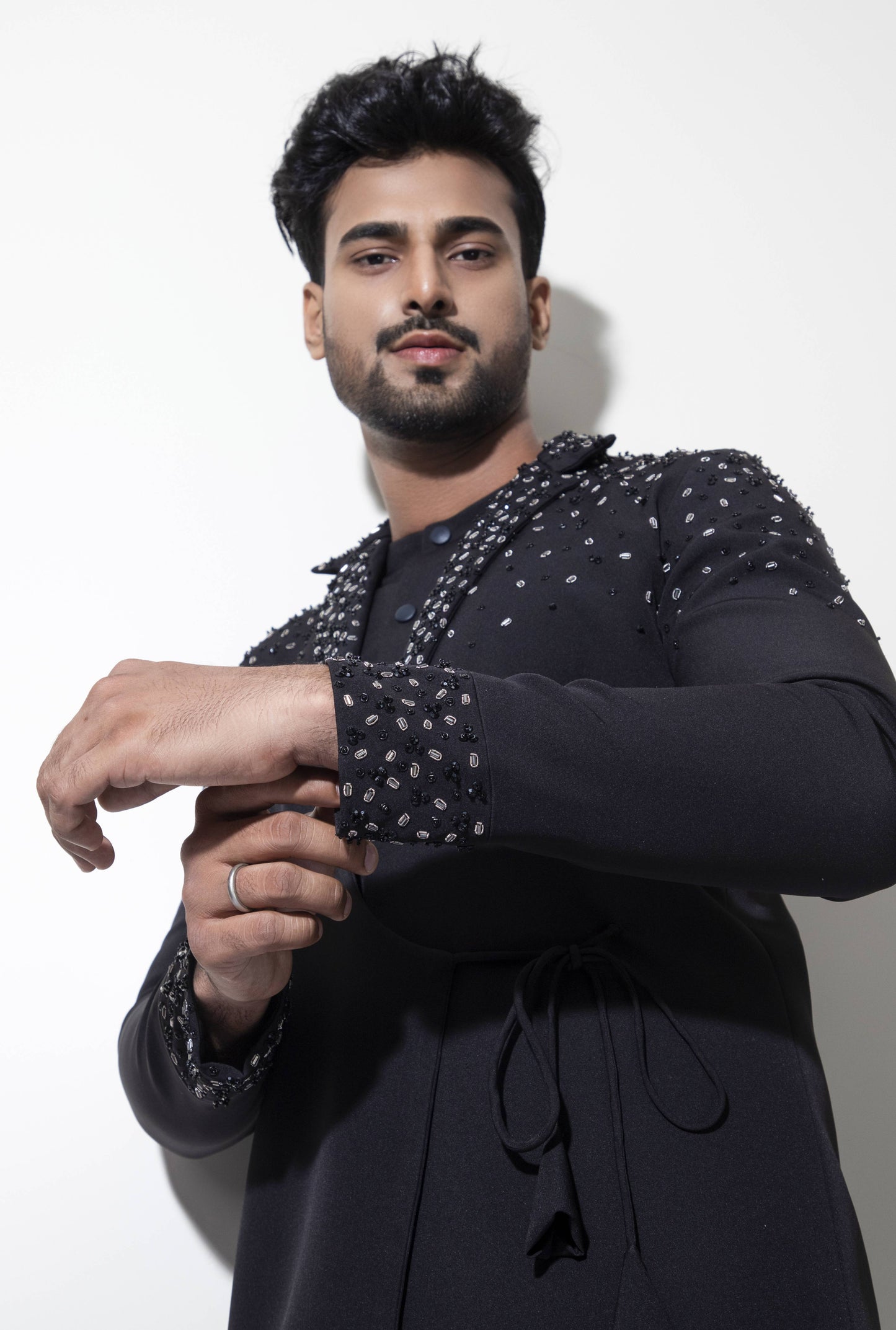 Chita Embroidered Mock Layer Tie-up Kurta - Arimi - House Of Design