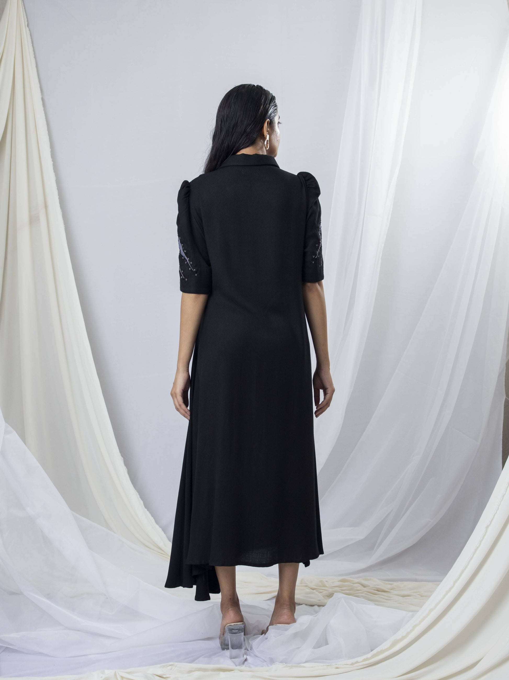 Wildcat Whimsy Abstract Embroidered A-Line dress - Arimi - House Of Design