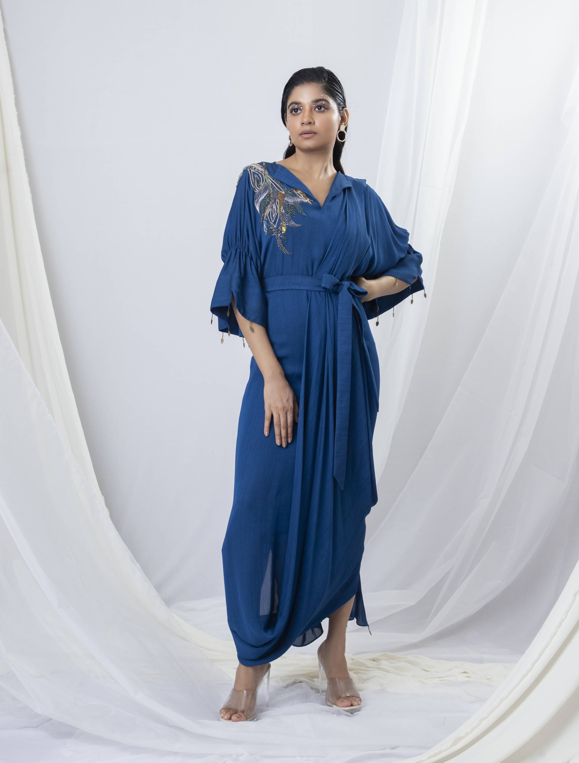 Peacock Splendor Drape Saree - Arimi - House Of Design