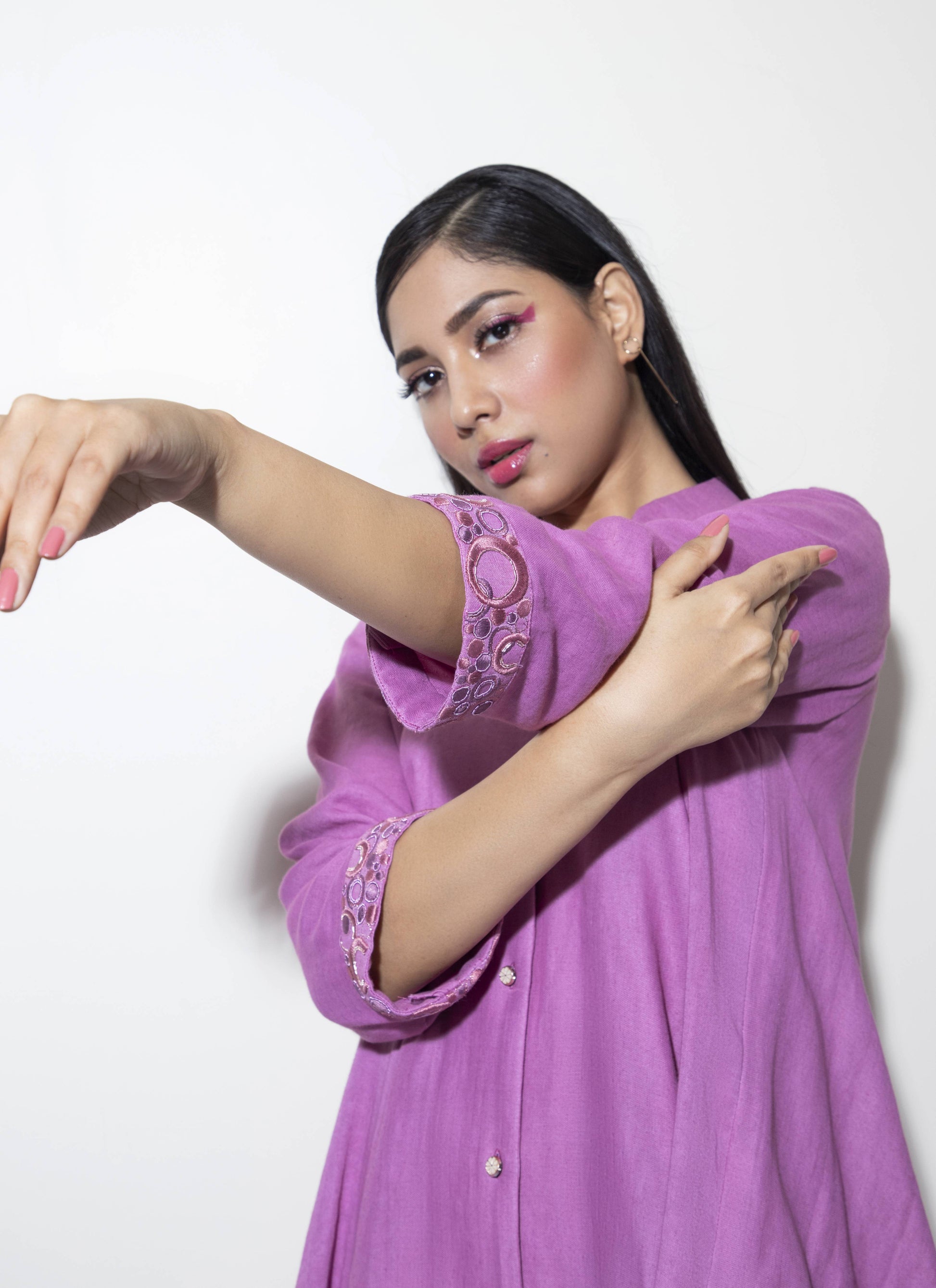 Upper-cut Triple Bias Shirt paired with Straight fit Embroidered Trousers - Arimi - House Of Design