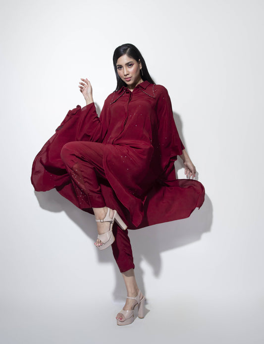 Double Collar Kaftan Chita Co-ord - Arimi - House Of Design