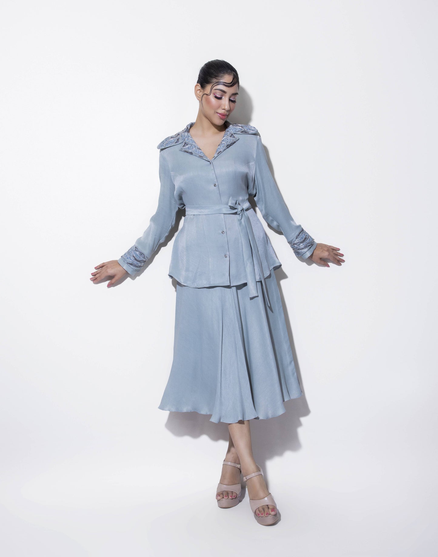 Jacket Dress with Ornamented Cuff & Collar - Arimi - House Of Design