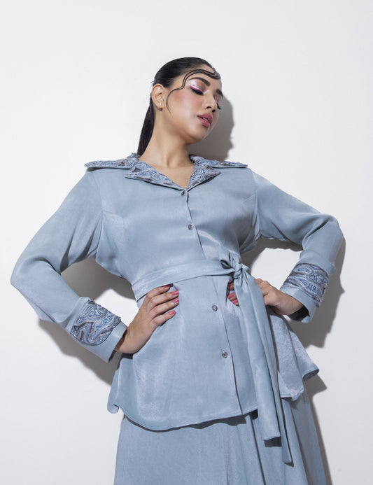 Jacket Dress with Ornamented Cuff & Collar - Arimi - House Of Design