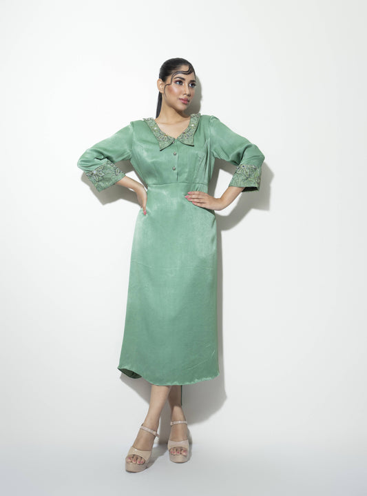 Embroidered Butterfly Collar Dress - Arimi - House Of Design