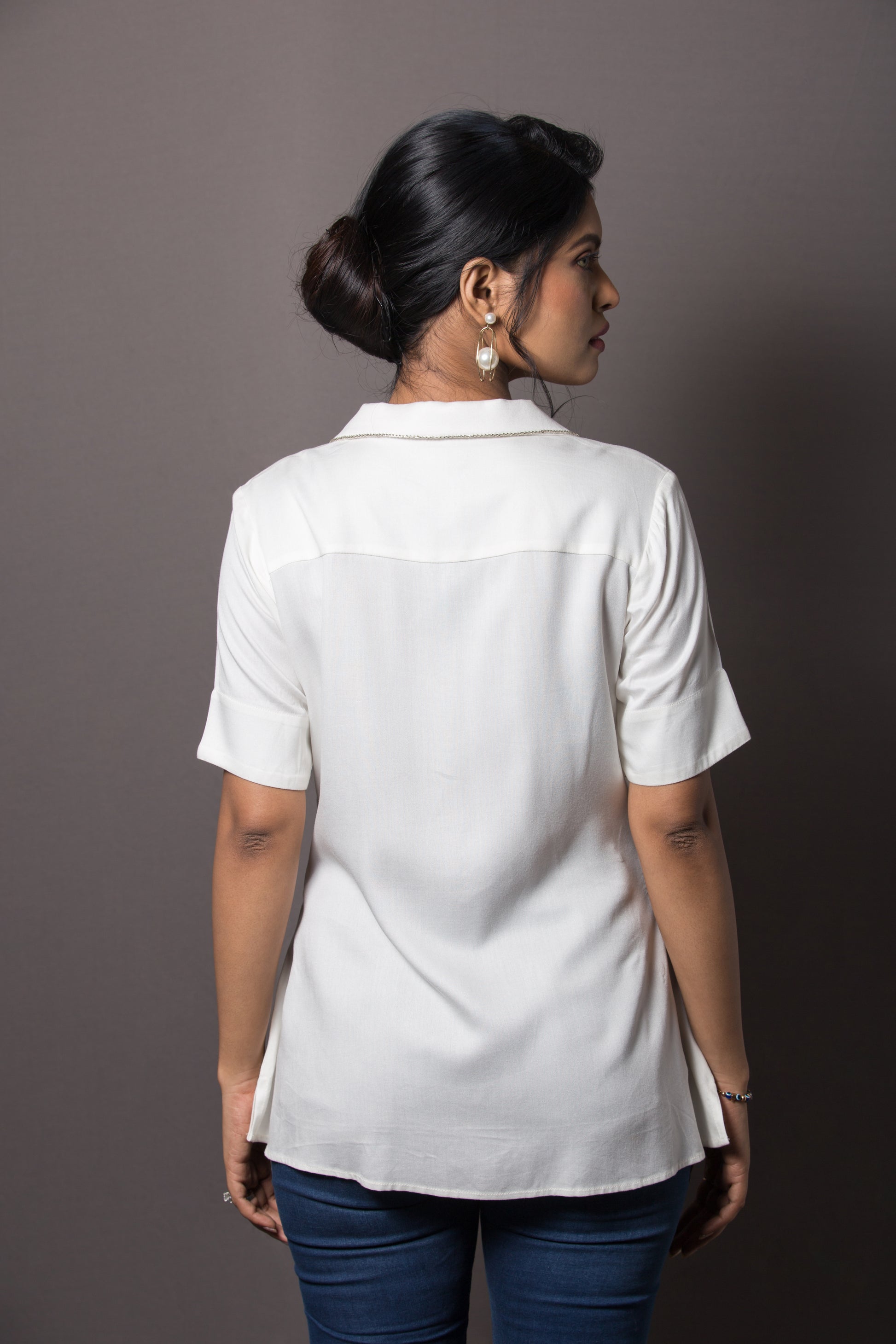 Allover chita embroidery shirt - Arimi - House Of Design