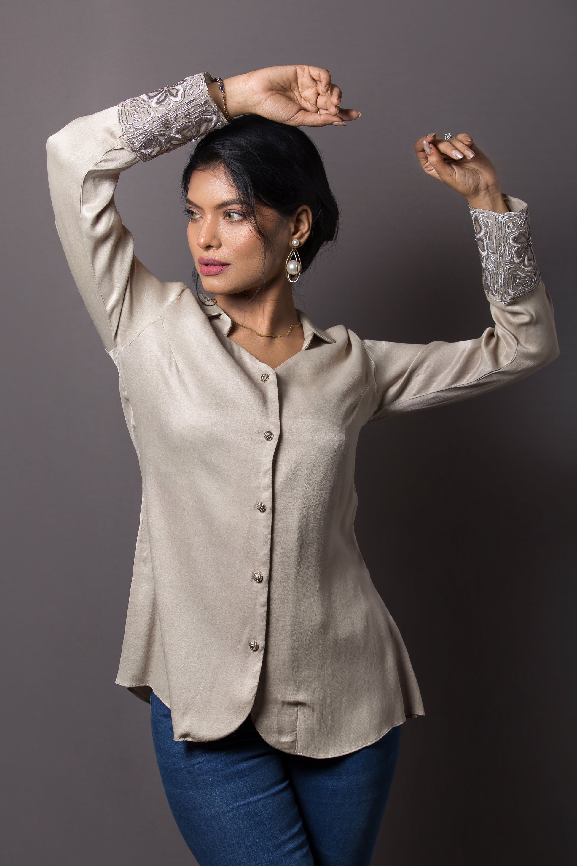 Serene Floral calf Shirt - Arimi - House Of Design