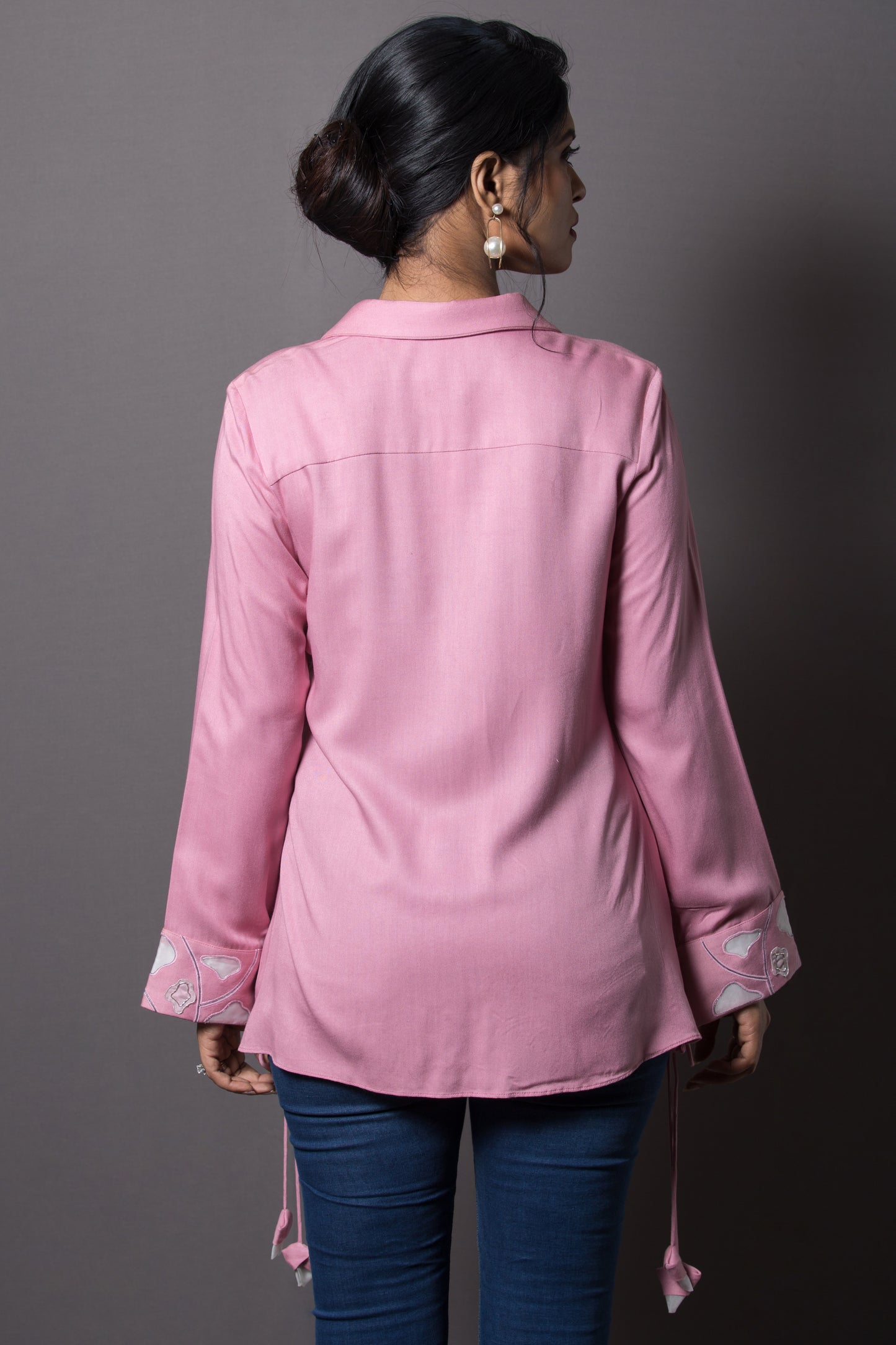 Hemline Accent Embroidered Shirt - Arimi - House Of Design