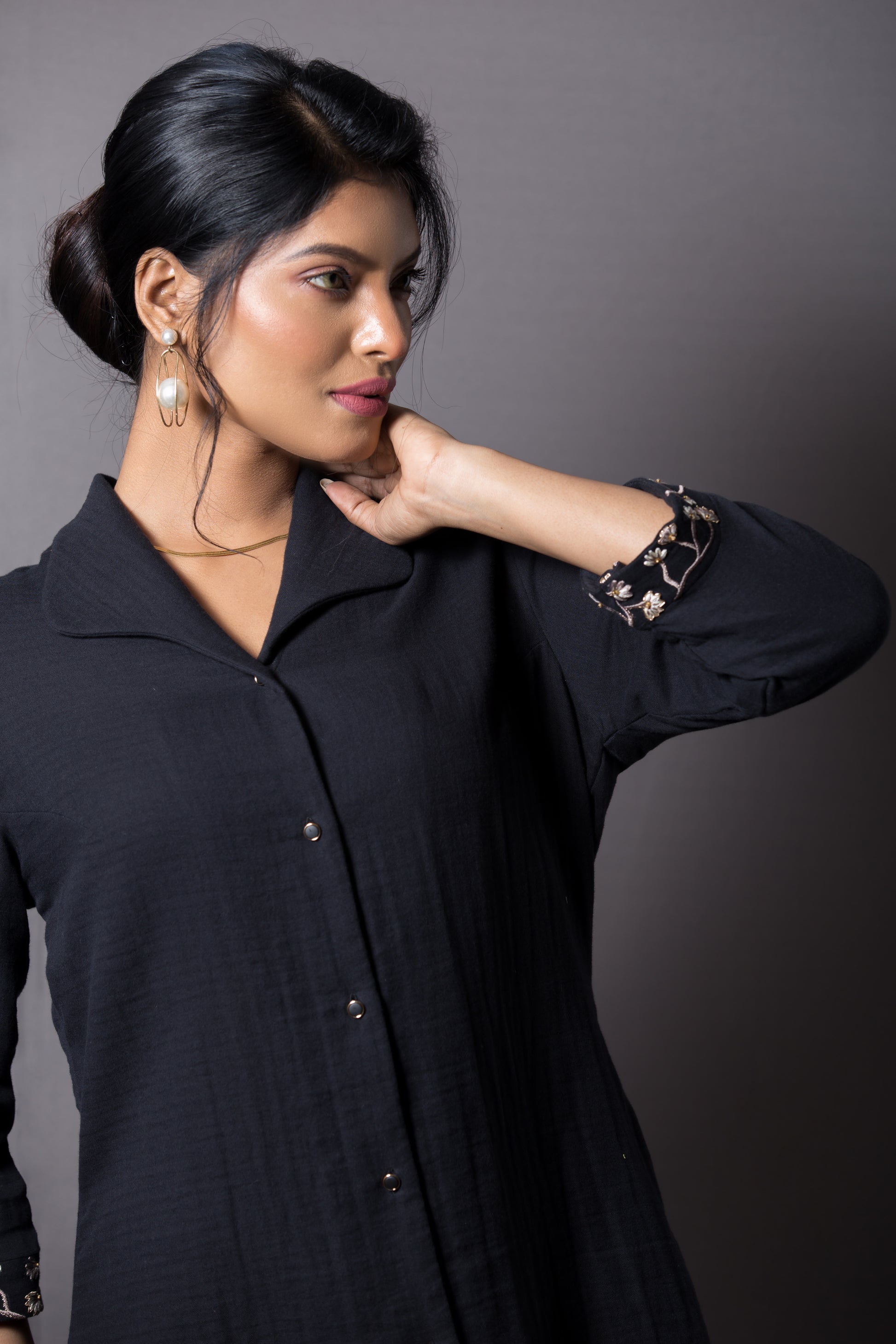 Floral Embroidered   Shirt - Arimi - House Of Design