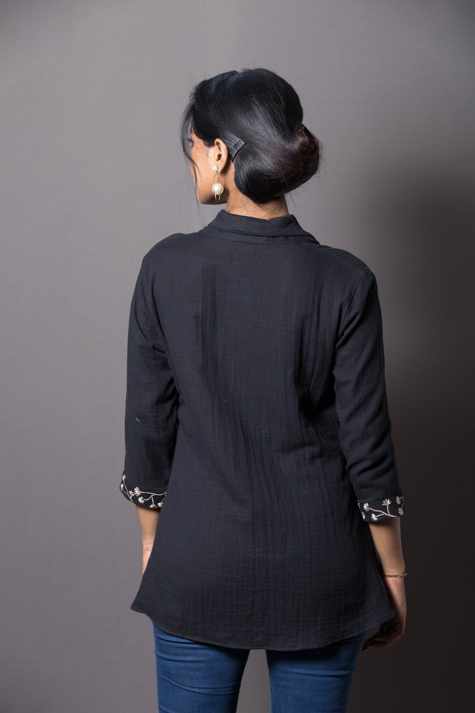 Floral Embroidered   Shirt - Arimi - House Of Design