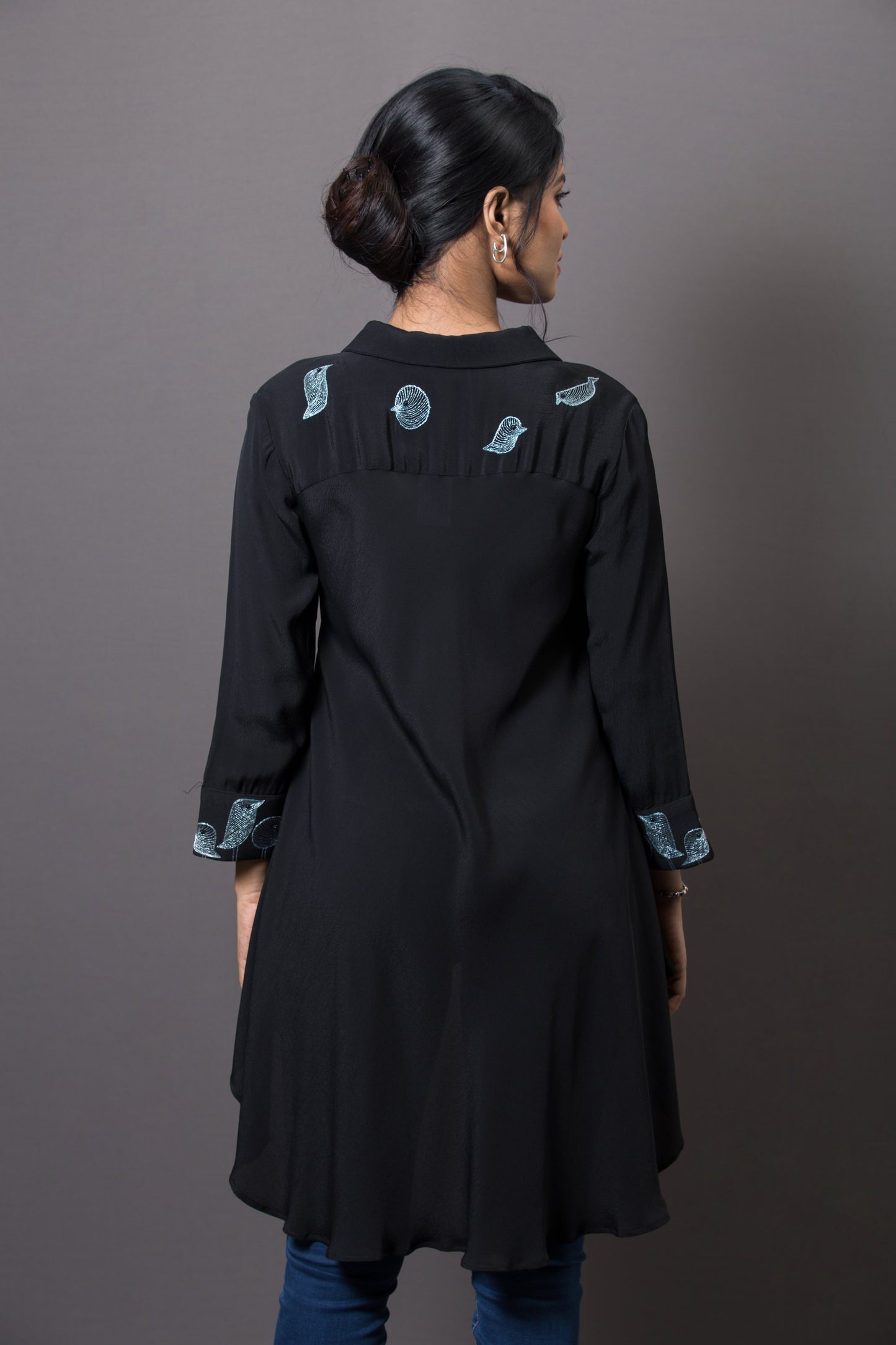 Placement Embroidery Bias Cut Top - Arimi - House Of Design