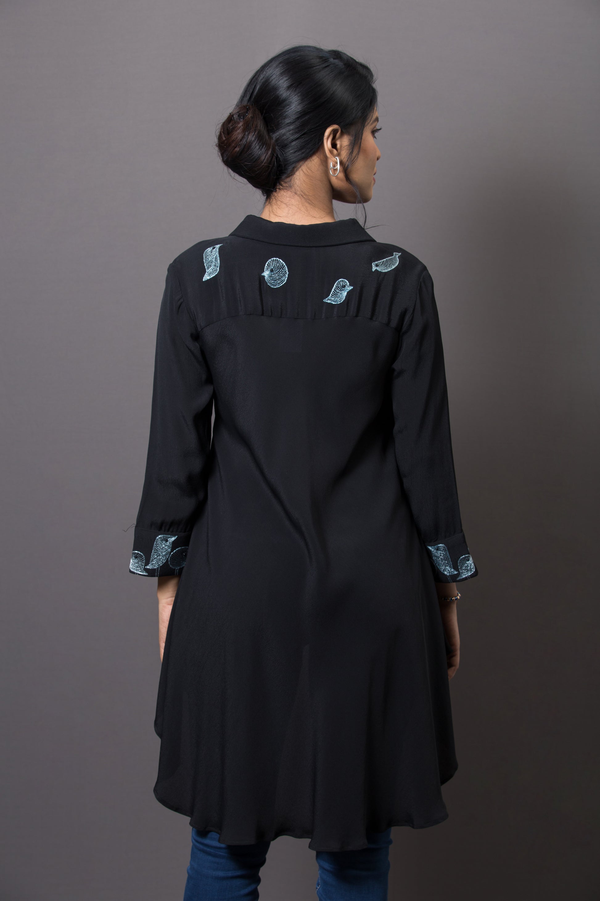 Placement Embroidery Bias Cut Top - Arimi - House Of Design