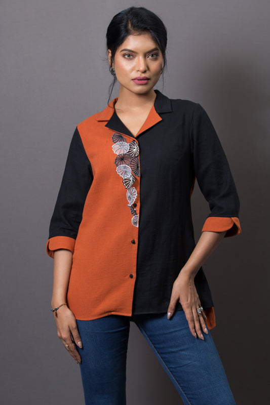 Umbrella Embroidered Dual Color Shirt - Arimi - House Of Design