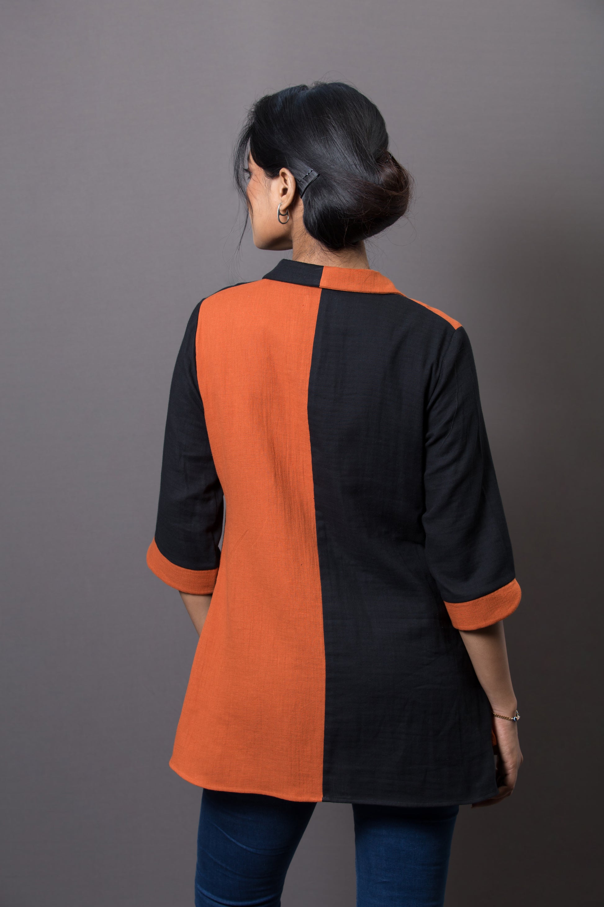 Umbrella Embroidered Dual Color Shirt - Arimi - House Of Design