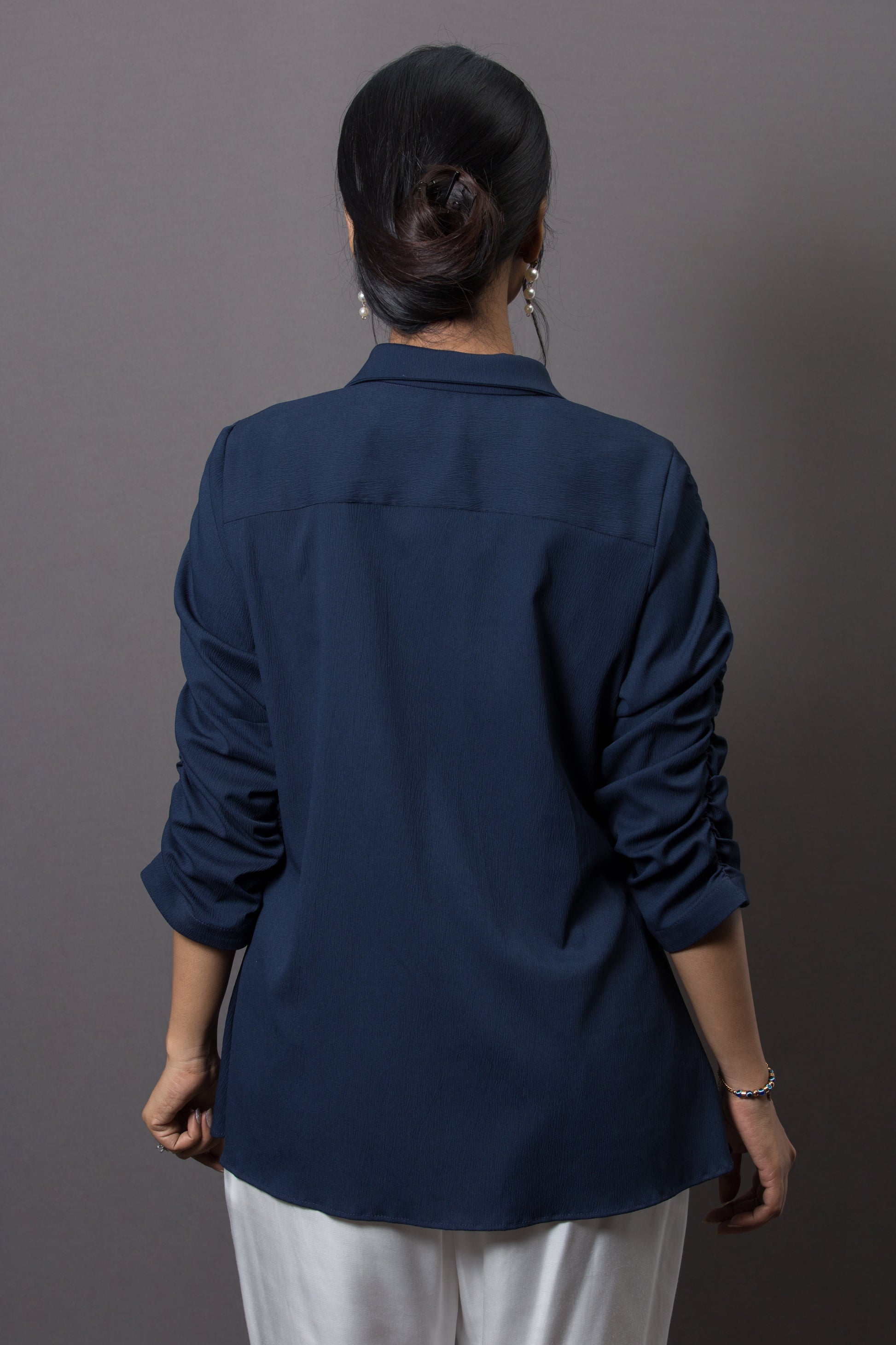 Single shoulder floral embroidered shirt - Arimi - House Of Design