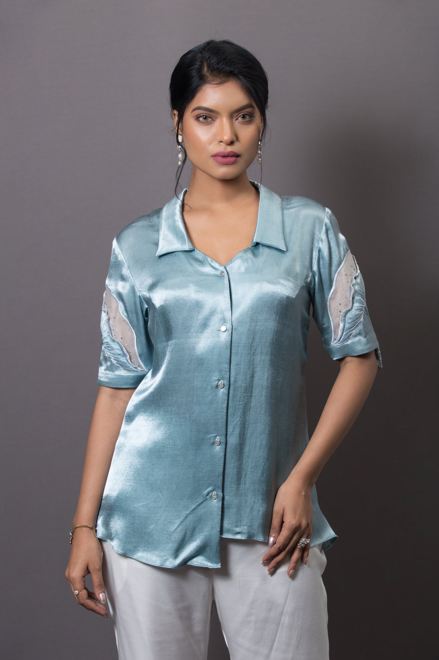 Criss cross cord  set top with layerd pant - Arimi - House Of Design