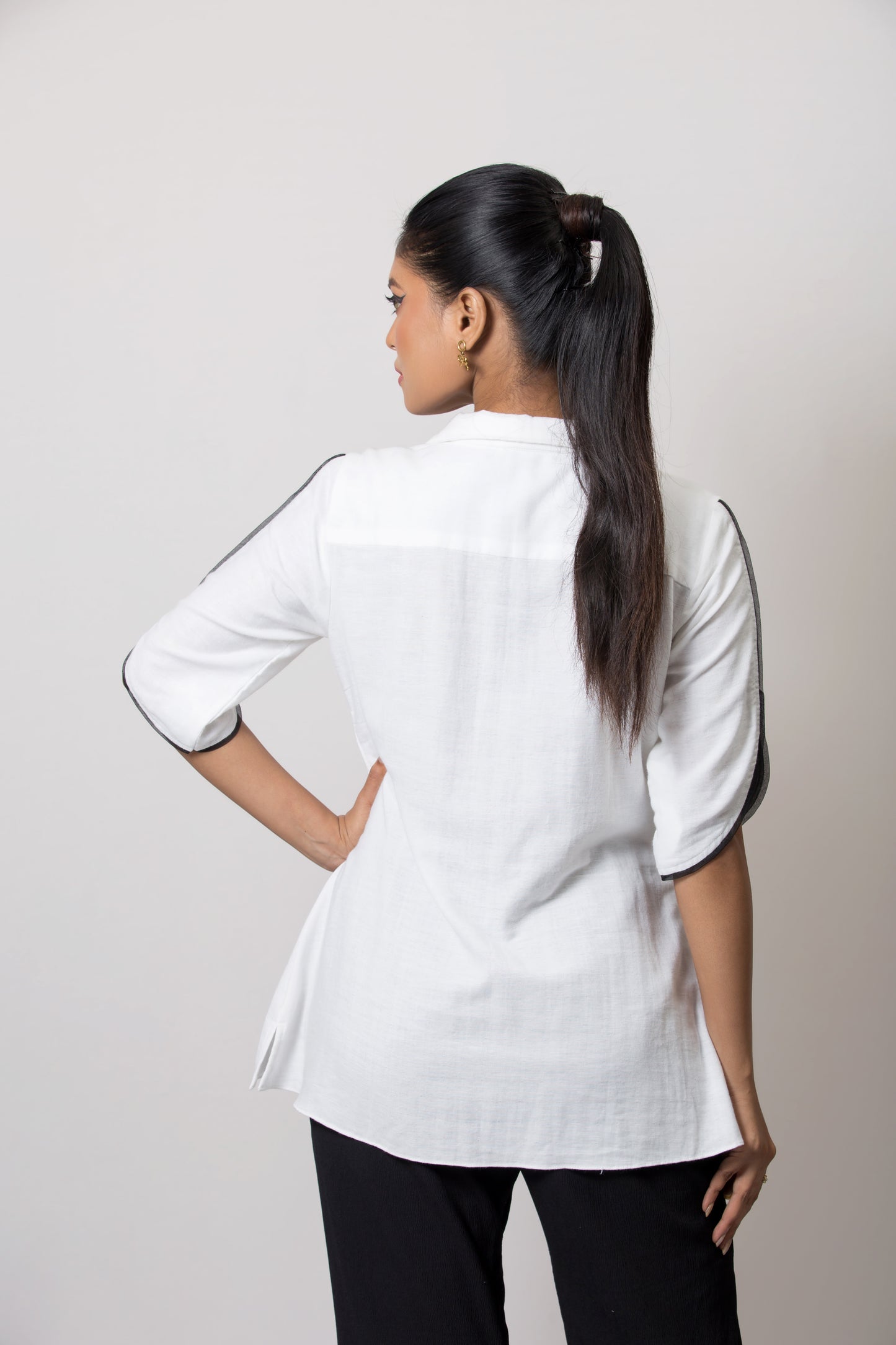 Patch Embroidered Cuban Collar Shirt - Arimi - House Of Design