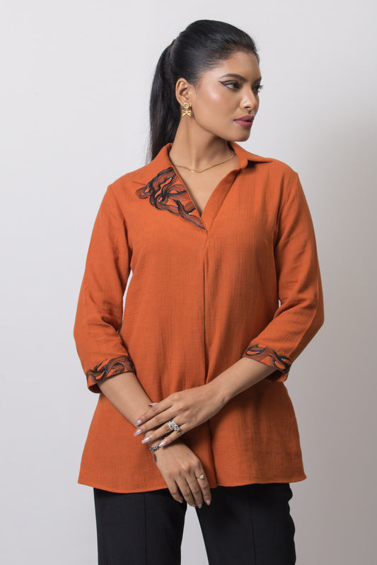 Collar patch Shirt - Arimi - House Of Design