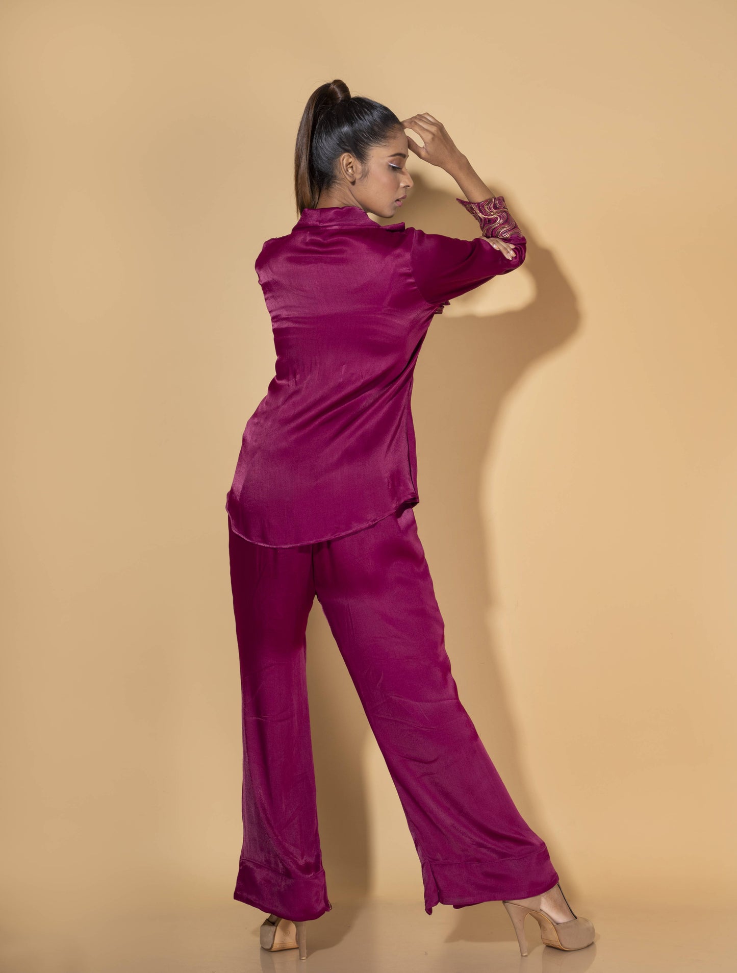 Double Collar Embroidered  Co-ord Set - Arimi - House Of Design