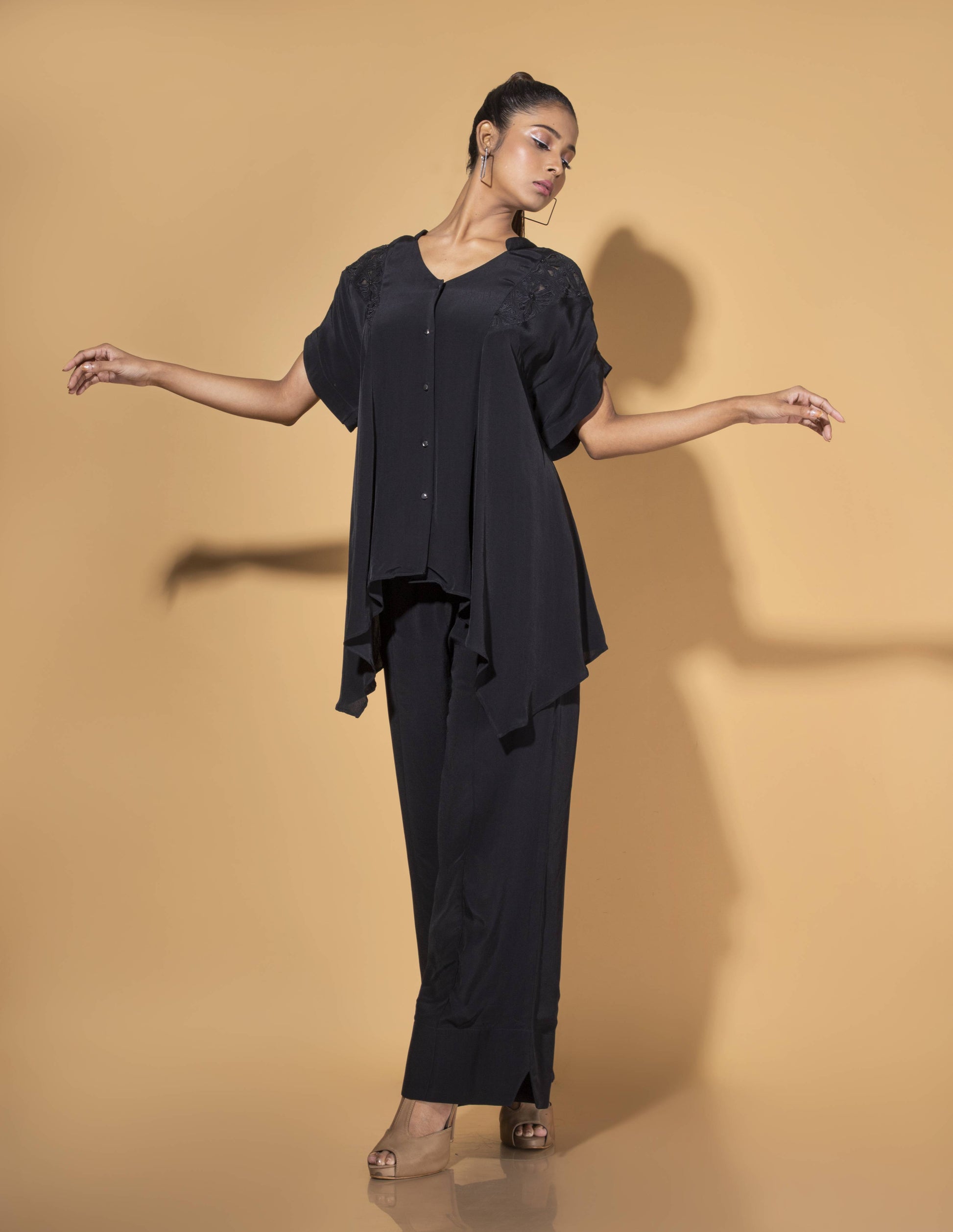 V Panel Embroidered Co-ord Set - Arimi - House Of Design