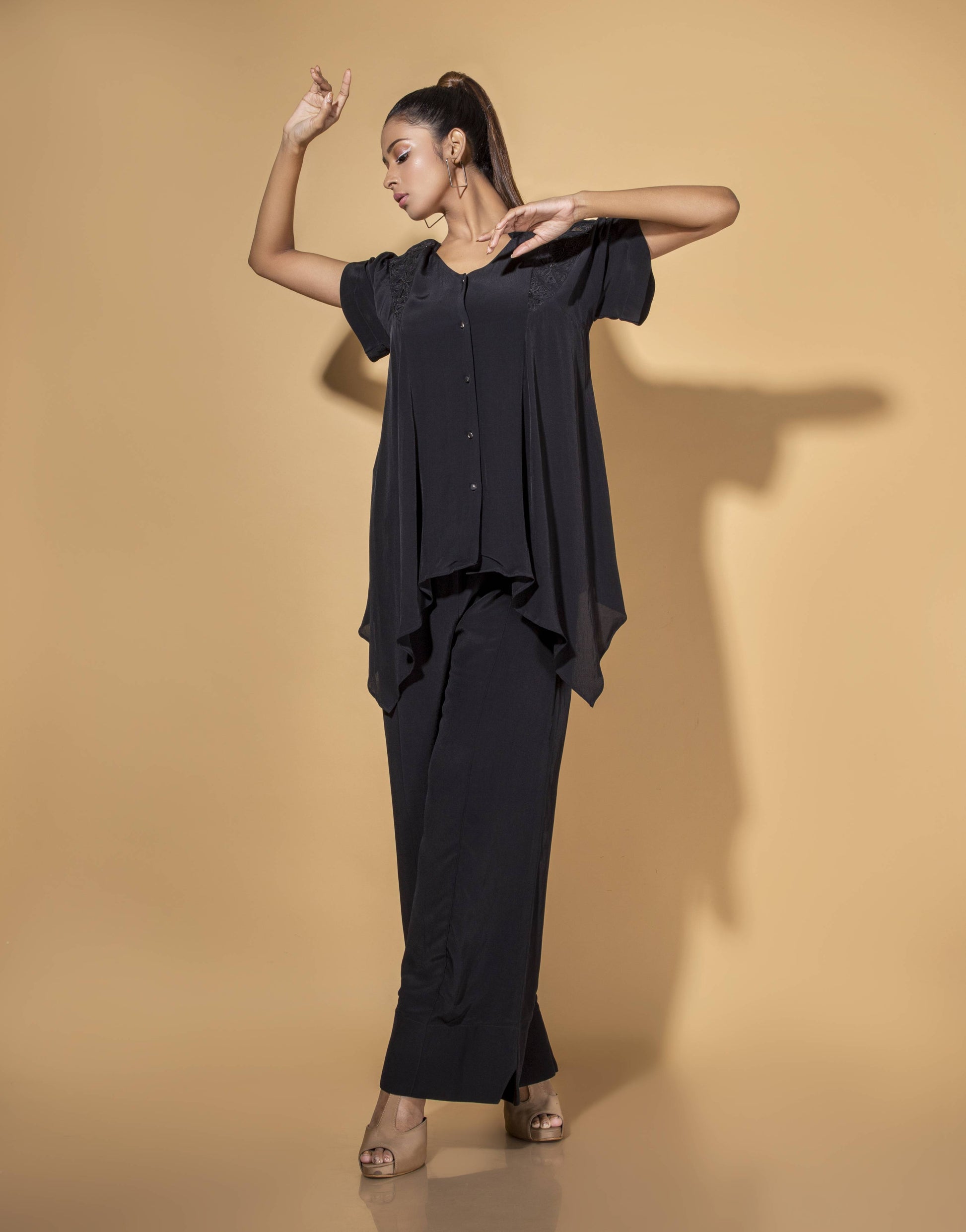 V Panel Embroidered Co-ord Set - Arimi - House Of Design