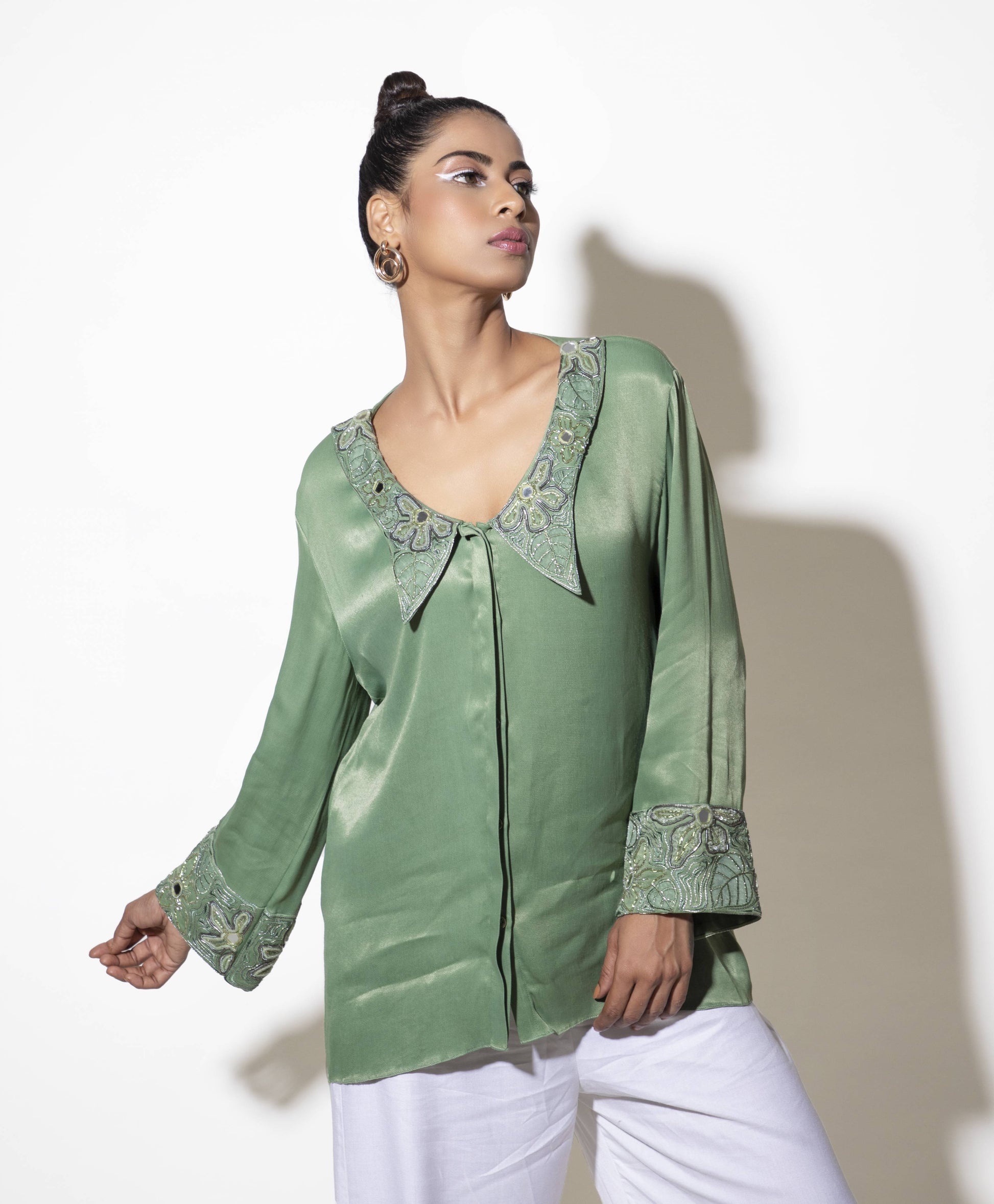 Embroidered Butterfly Collar Co-ord Set - Arimi - House Of Design