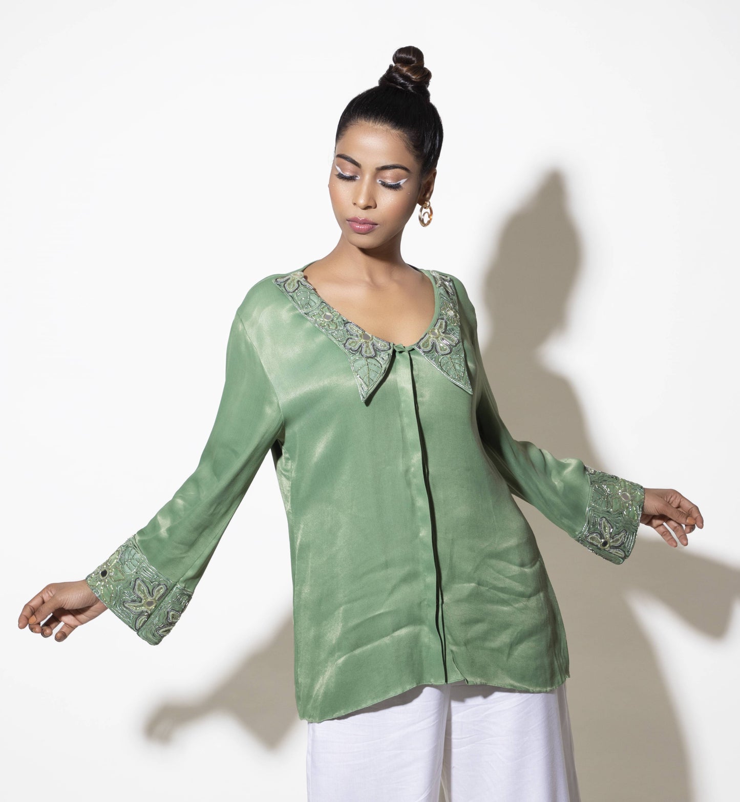 Embroidered Butterfly Collar Co-ord Set - Arimi - House Of Design