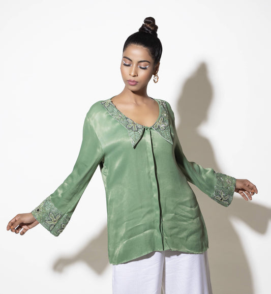 Embroidered Butterfly Collar Co-ord Set - Arimi - House Of Design