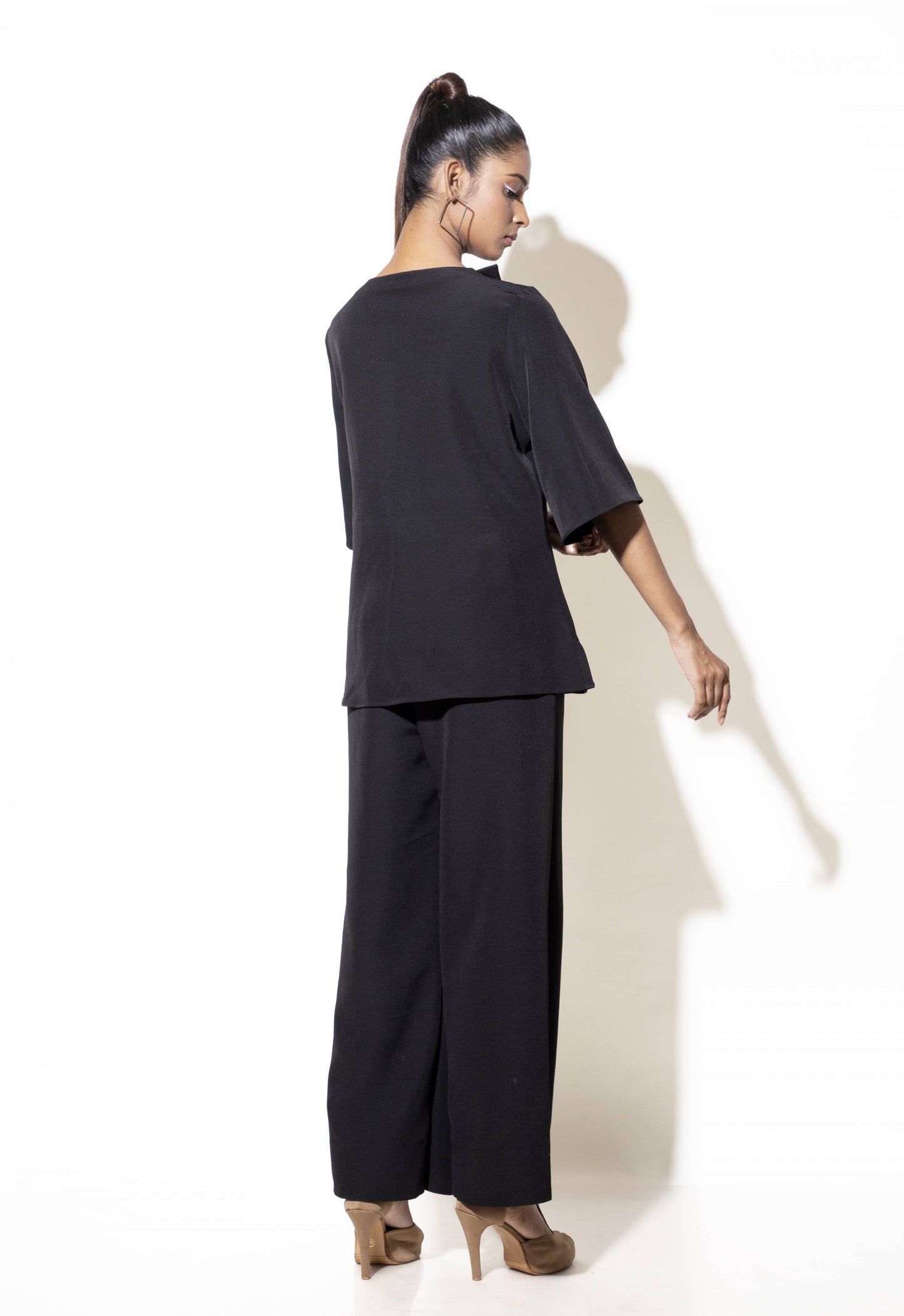 Butterfly Collar Co-ord Set with Embroidered Flare Sleeves - Arimi - House Of Design