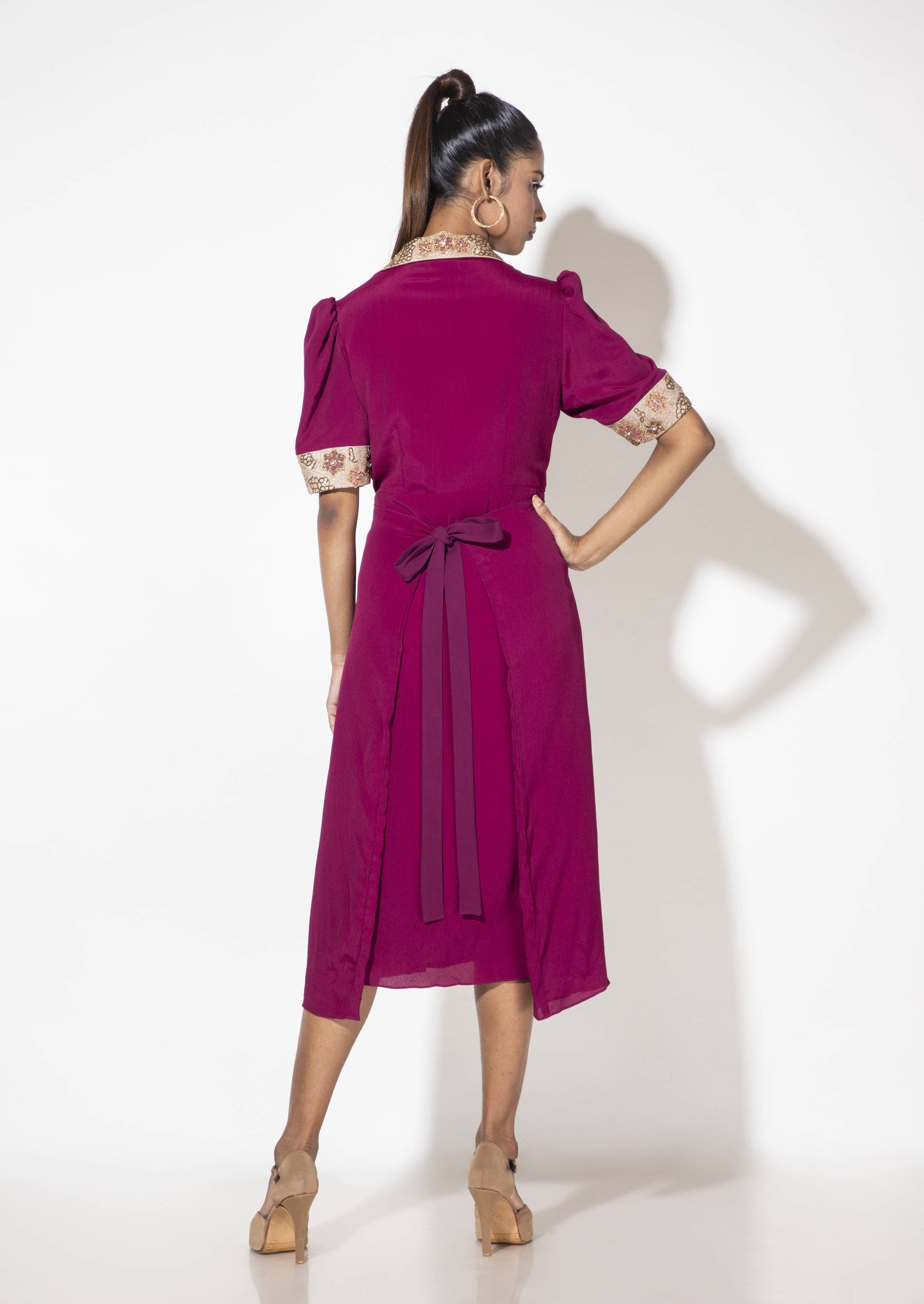 Burgundy Bakku Dress - Arimi - House Of Design