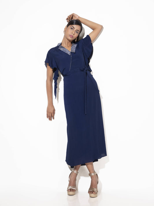 Bakku Dress with Cascade Sleeve - Arimi - House Of Design