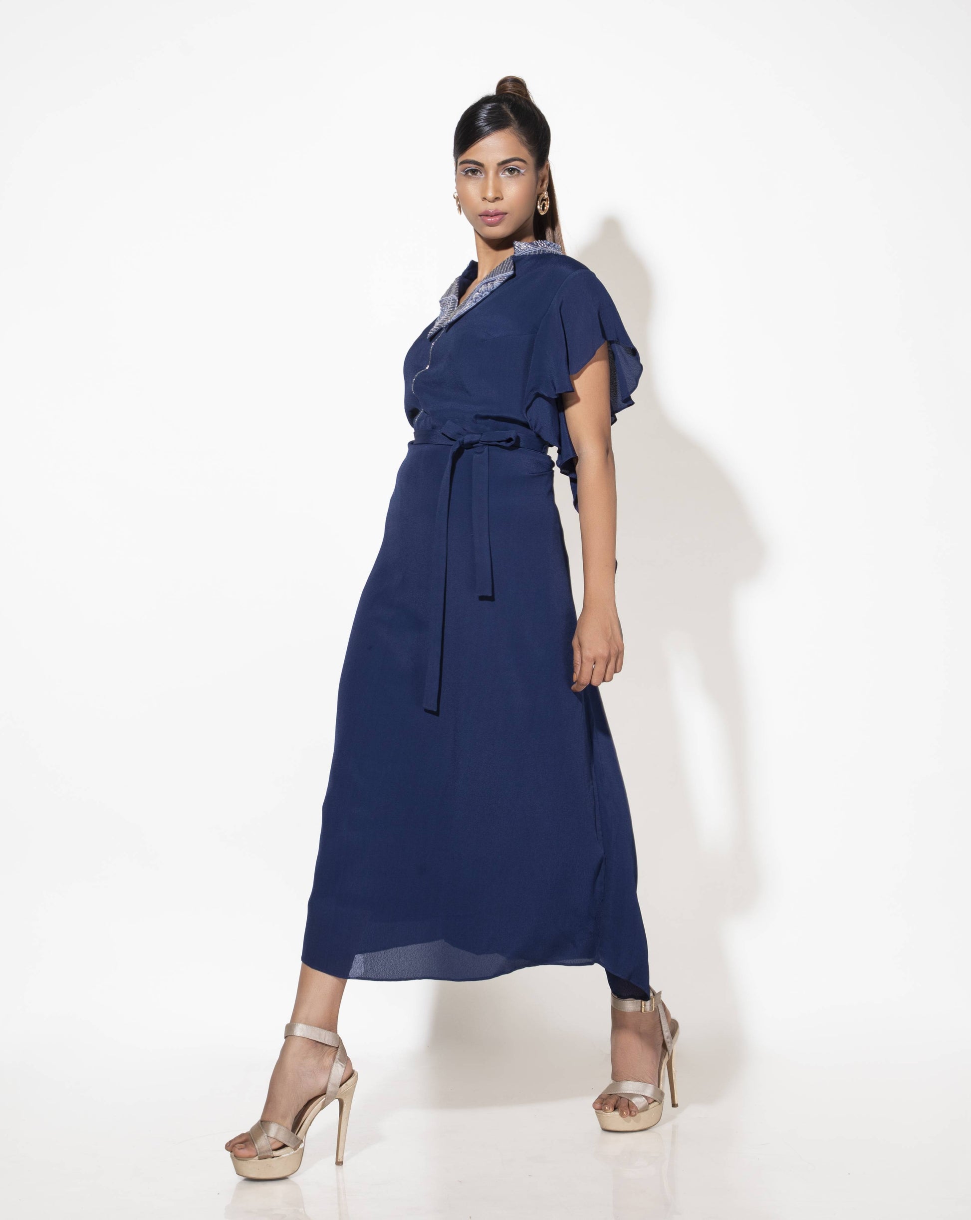 Bakku Dress with Cascade Sleeve - Arimi - House Of Design