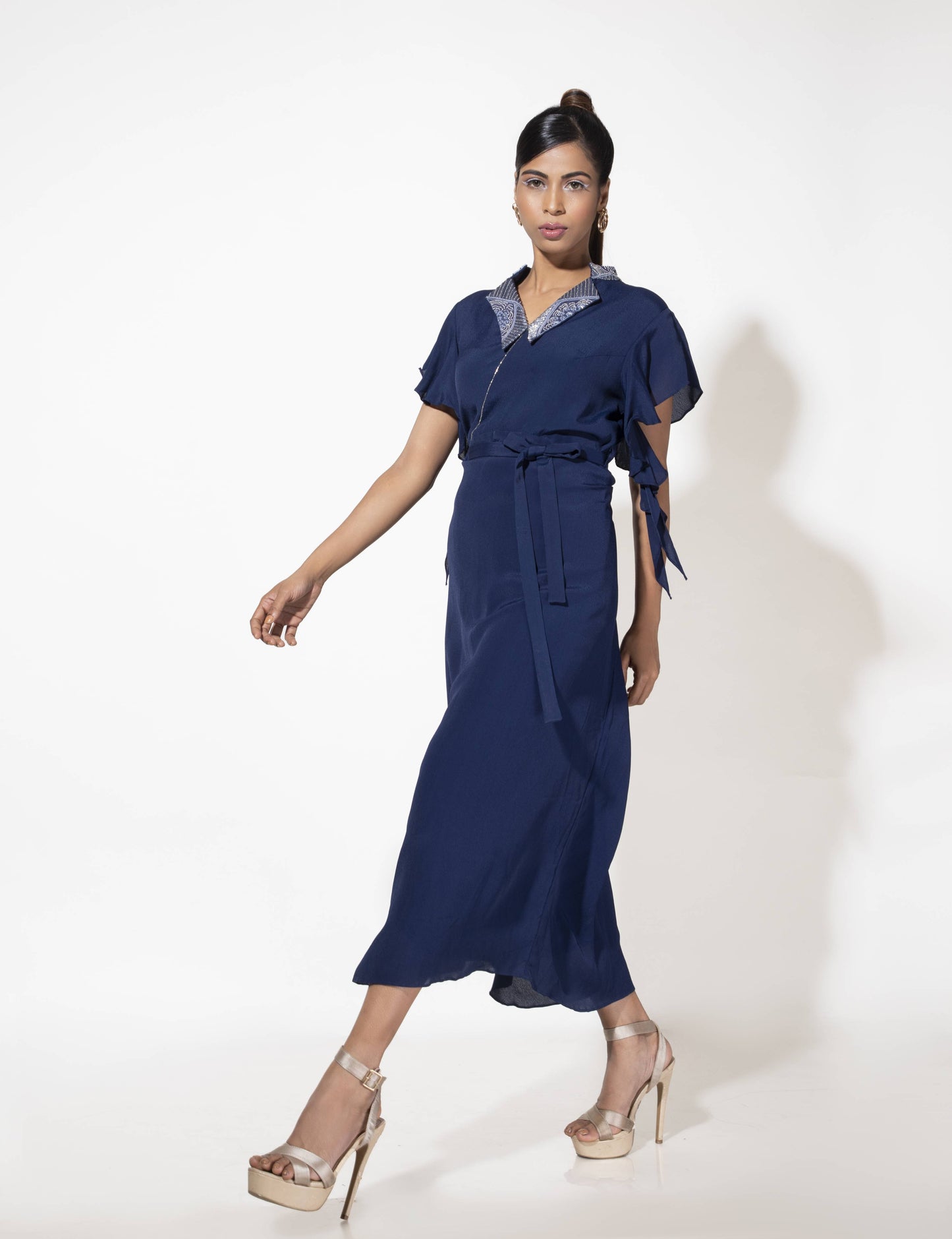 Bakku Dress with Cascade Sleeve - Arimi - House Of Design