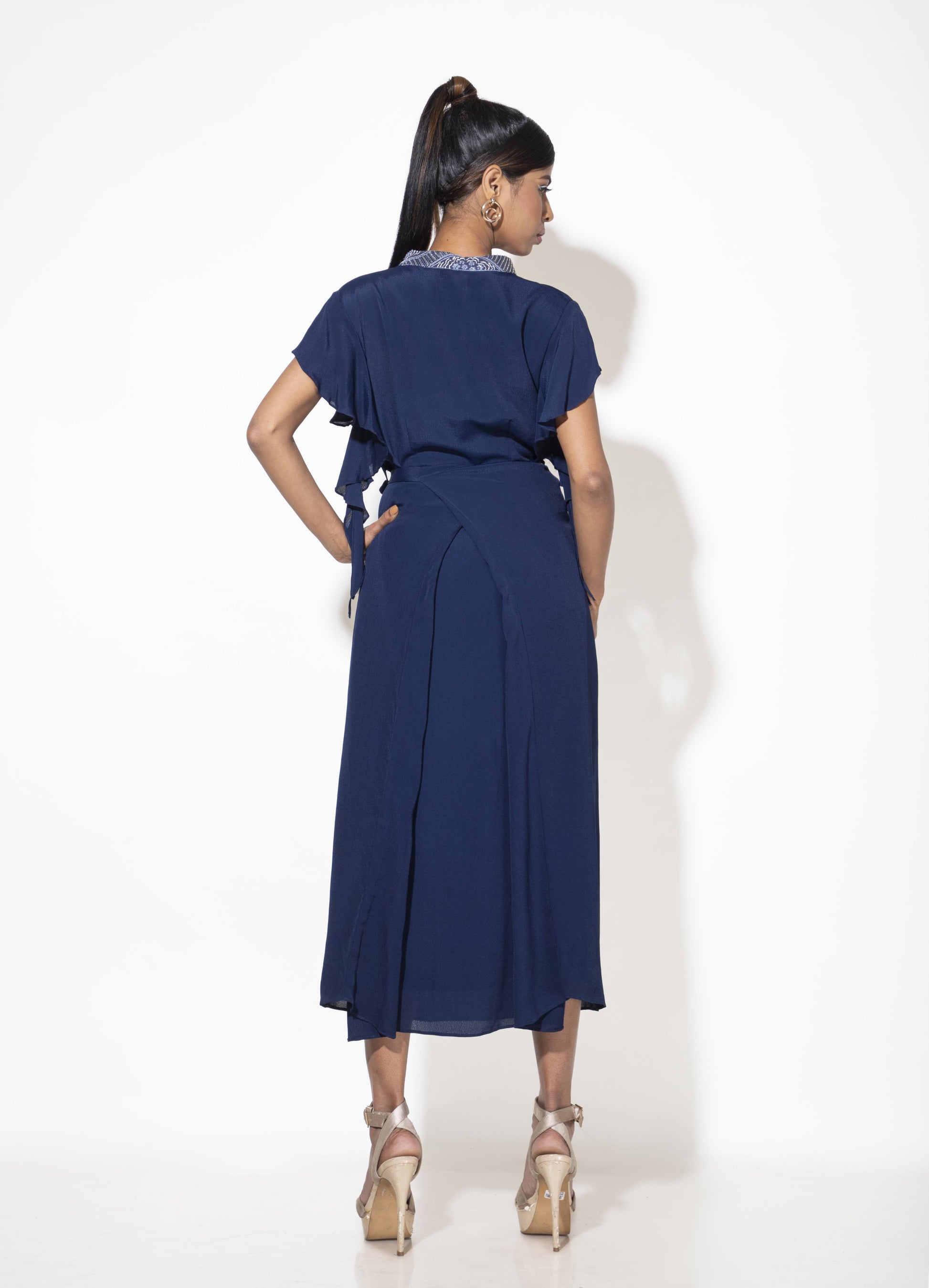 Bakku Dress with Cascade Sleeve - Arimi - House Of Design