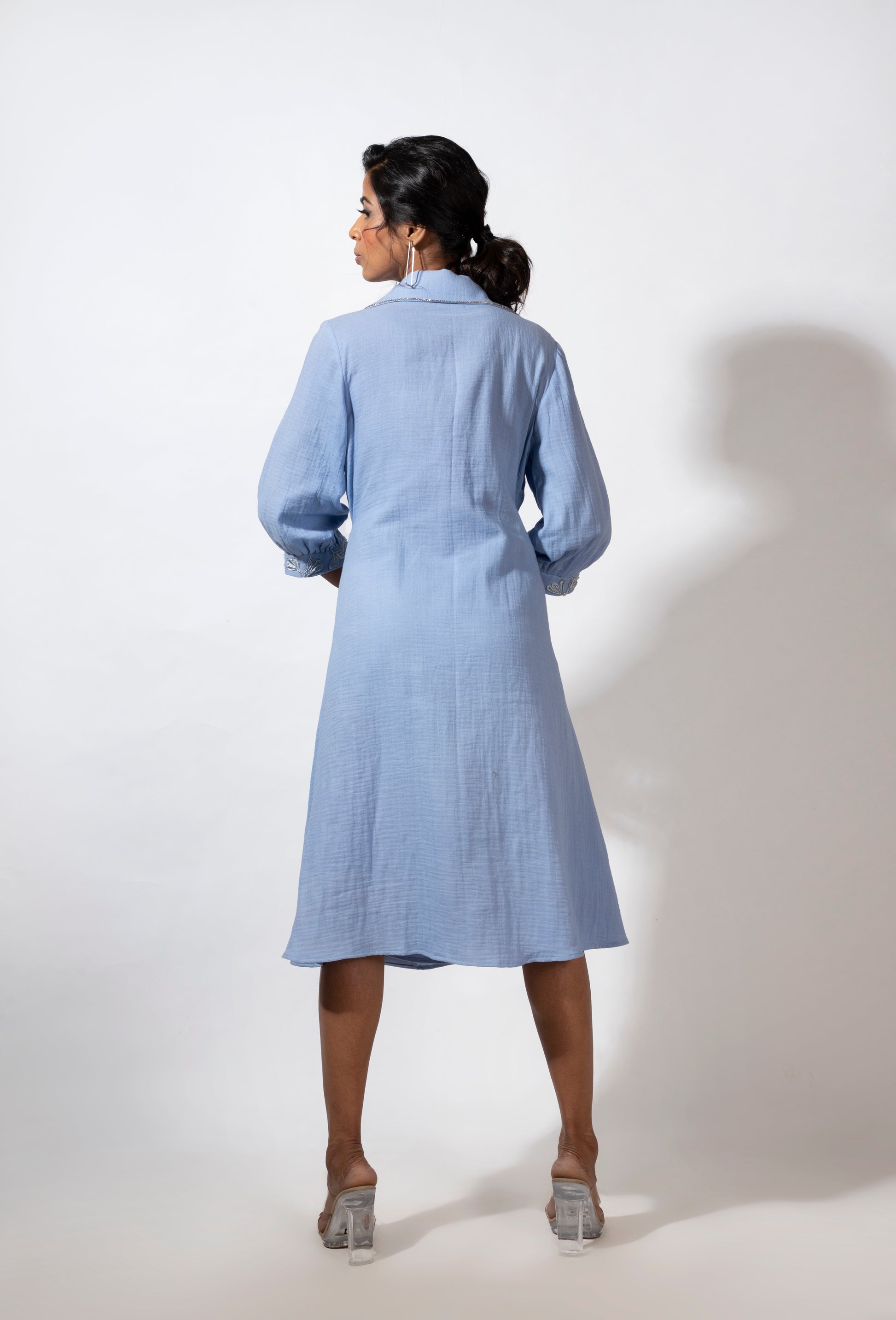 Wide Collar Summer Tie-up Dress - Arimi - House Of Design