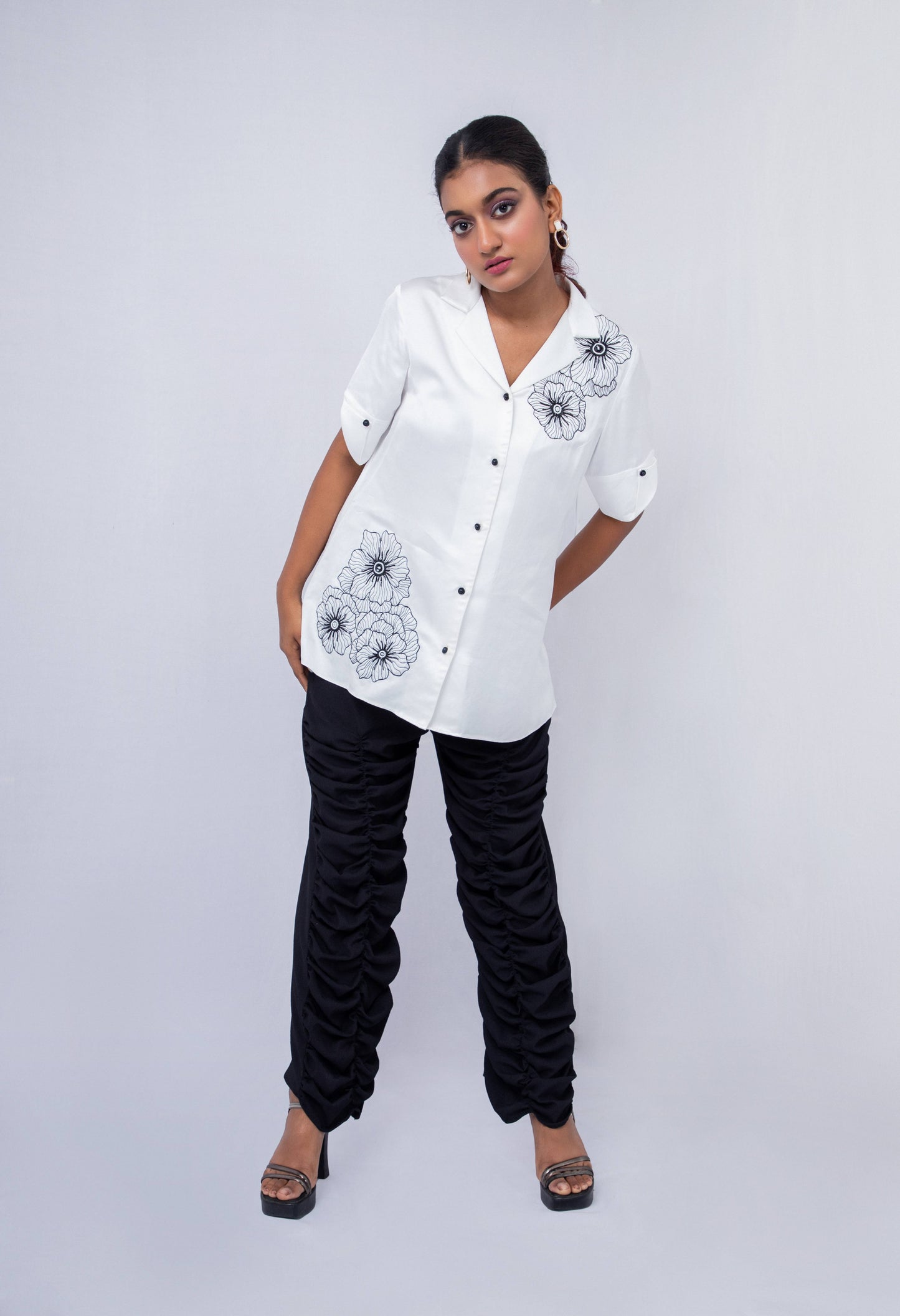 Floral alternate  buta shirt with flannel pant - Arimi - House Of Design