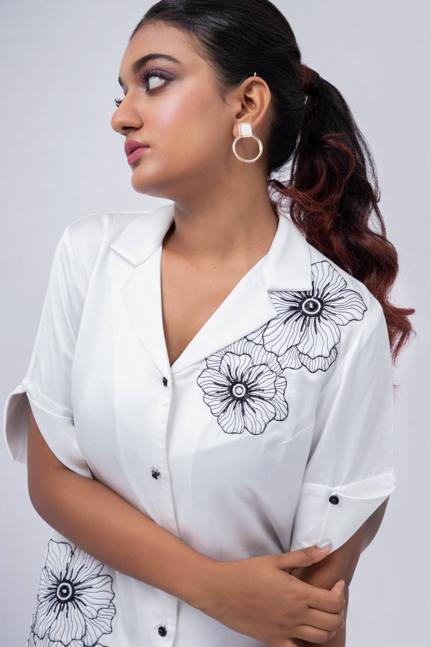 Floral alternate  buta shirt with flannel pant - Arimi - House Of Design