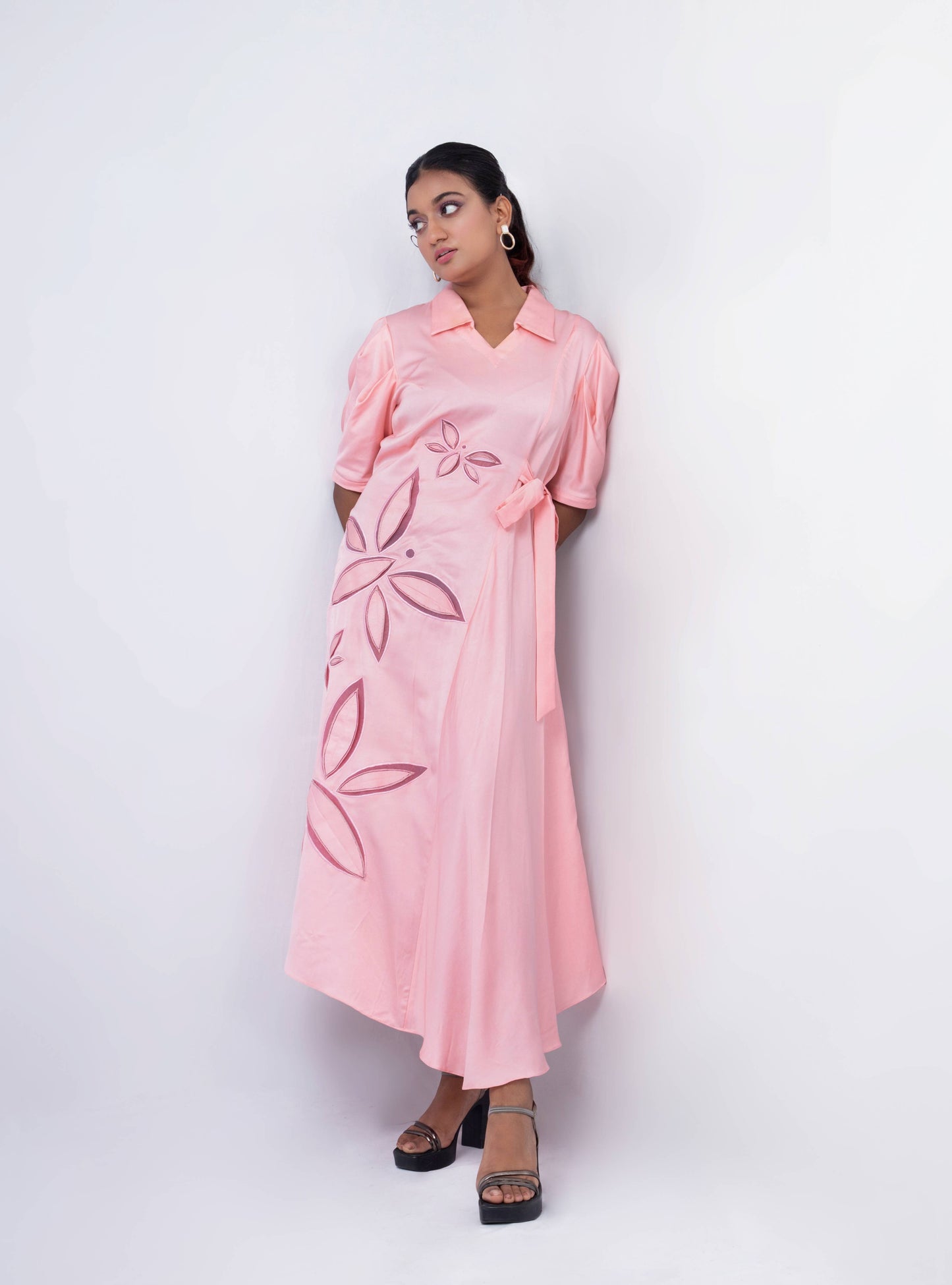 Butterfly cutwork  side bias tie up dress - Arimi - House Of Design