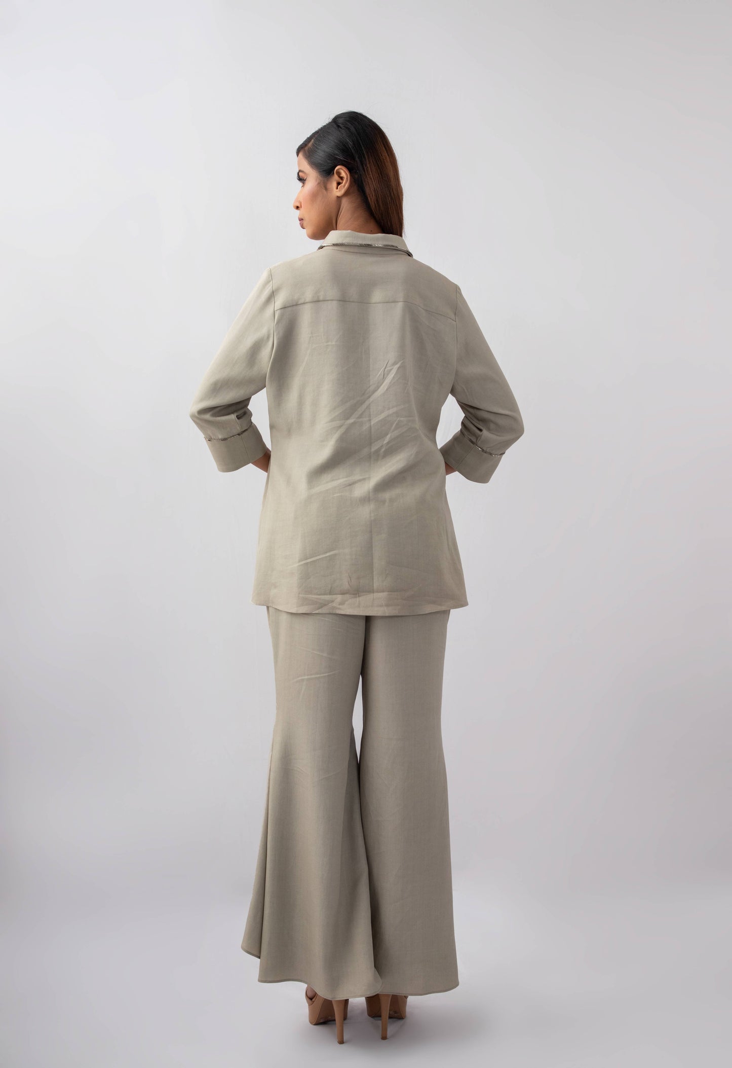 Wing shaped collar  with bell bottom pants - Arimi - House Of Design