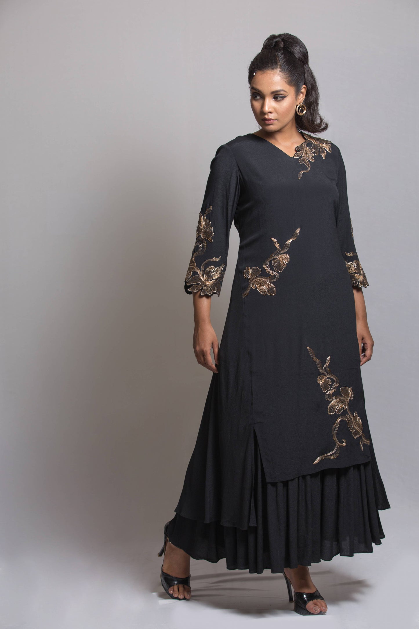 Golden Fern Drape Dress